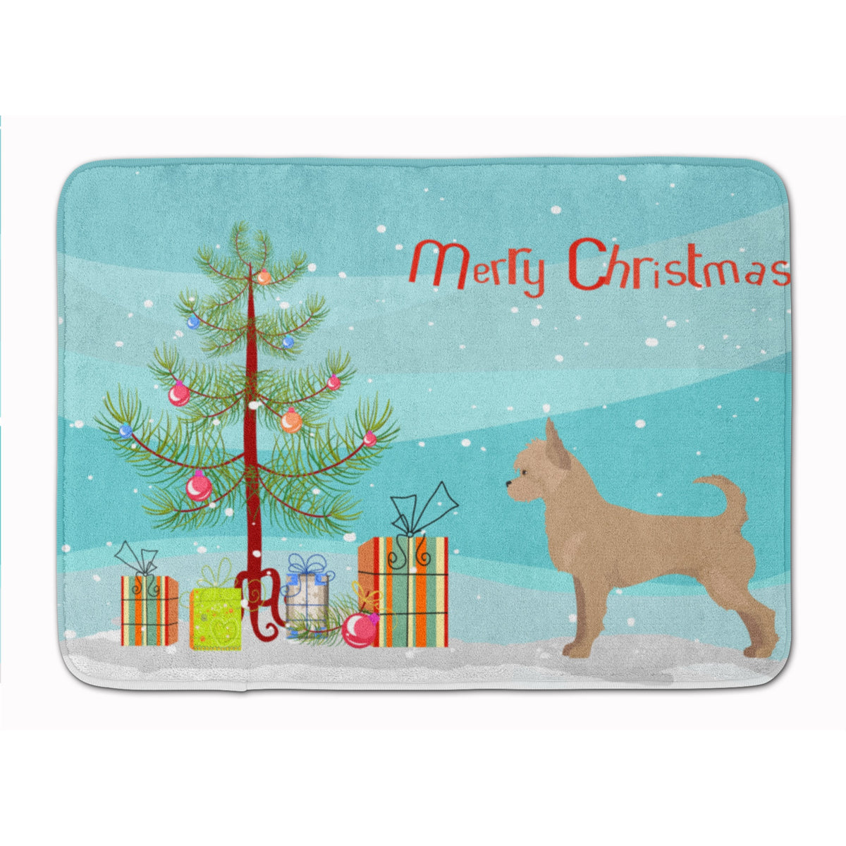 Tan Chorkie Christmas Tree Machine Washable Memory Foam Mat