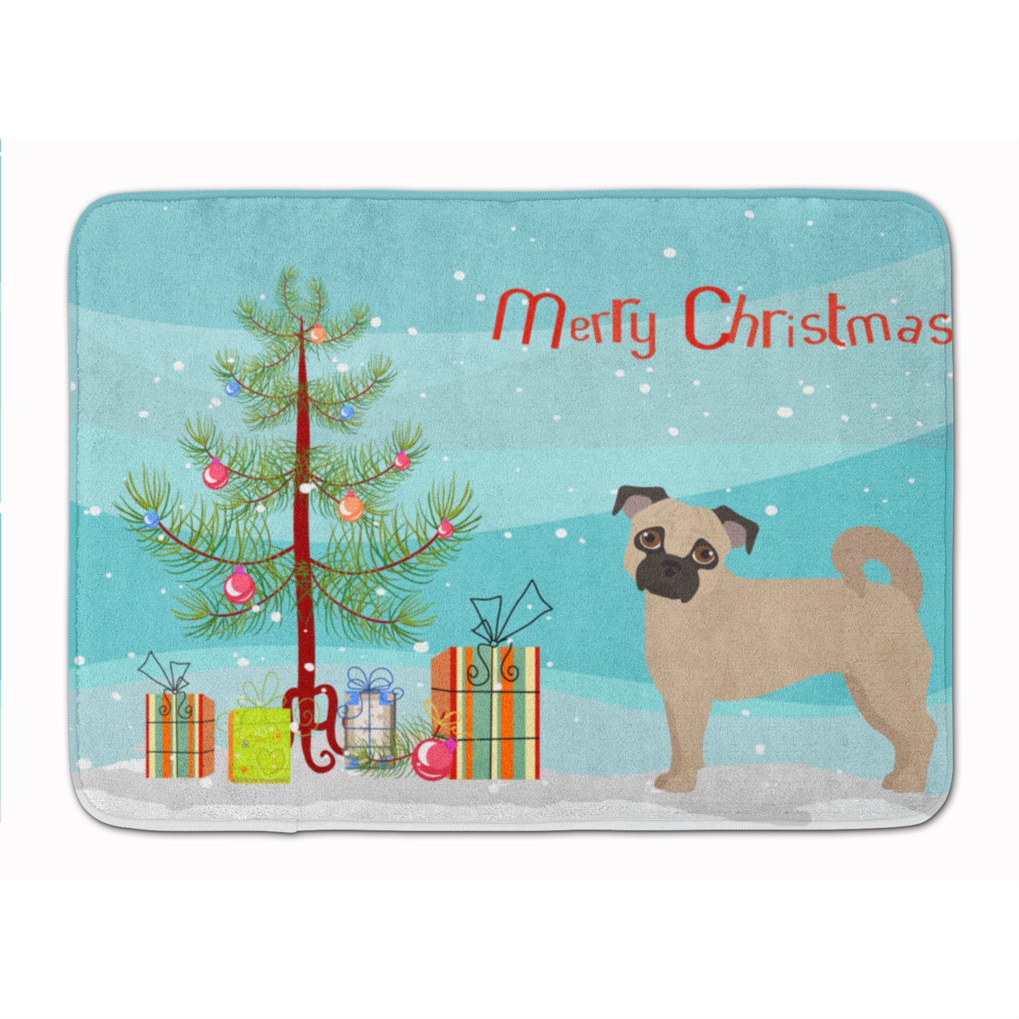 Fawn Chug Christmas Tree Machine Washable Memory Foam Mat