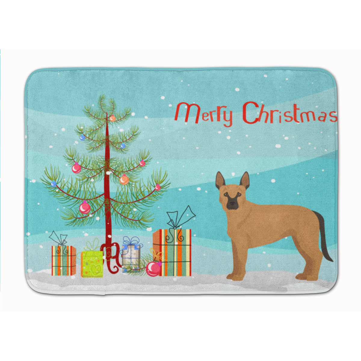 Tan German Shepherd Mastiff Mix Christmas Tree Machine Washable Memory Foam Mat