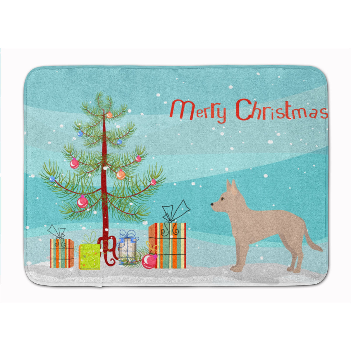 Tan Jackhuahua Christmas Tree Machine Washable Memory Foam Mat