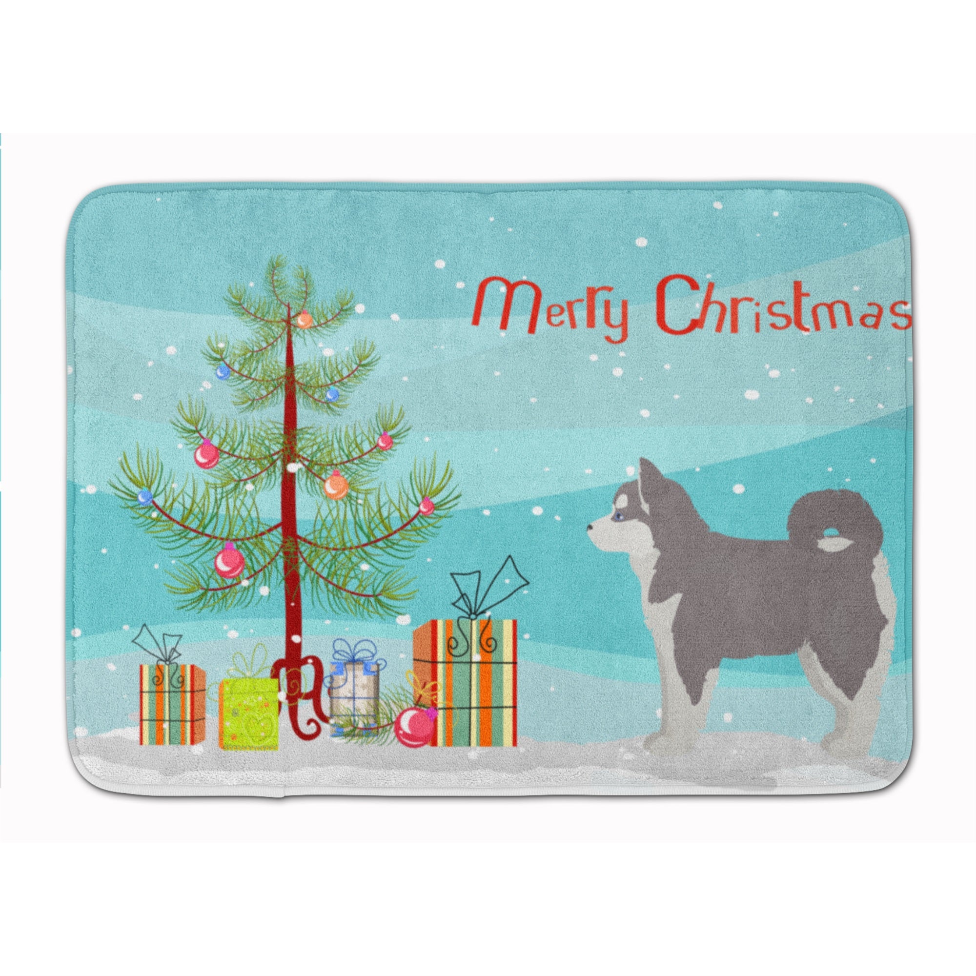 Pomsky #2 Christmas Tree Machine Washable Memory Foam Mat