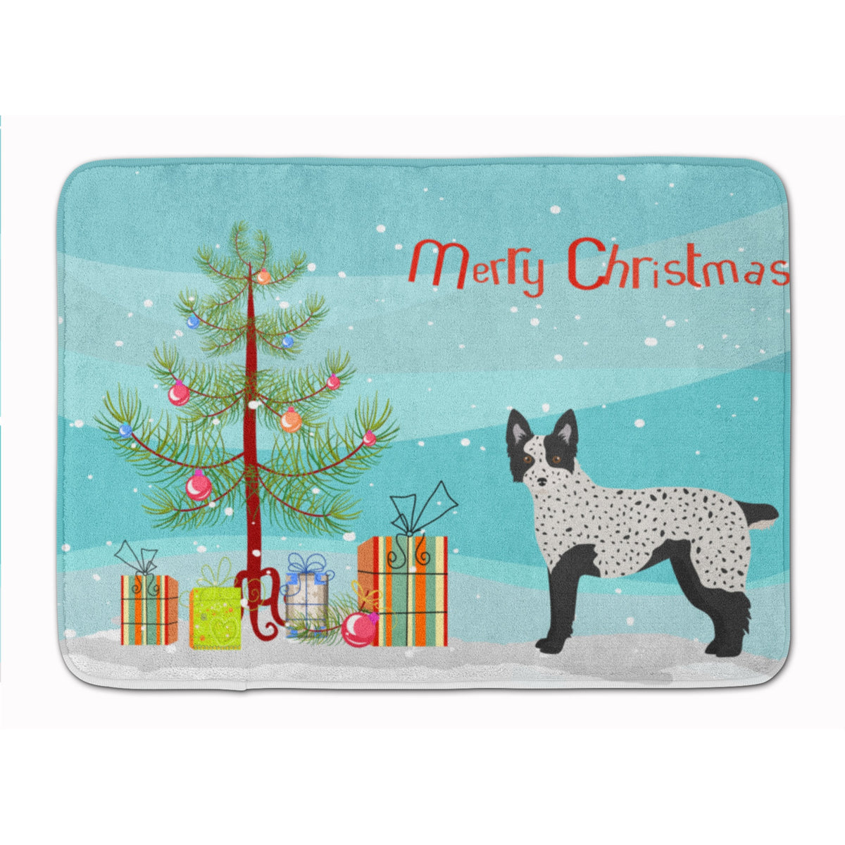 Texas Heeler Christmas Tree Machine Washable Memory Foam Mat
