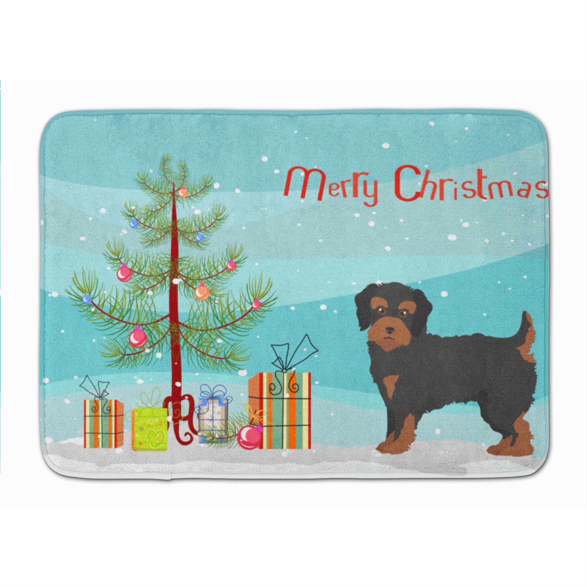 Yorkiepoo #1 Christmas Tree Machine Washable Memory Foam Mat