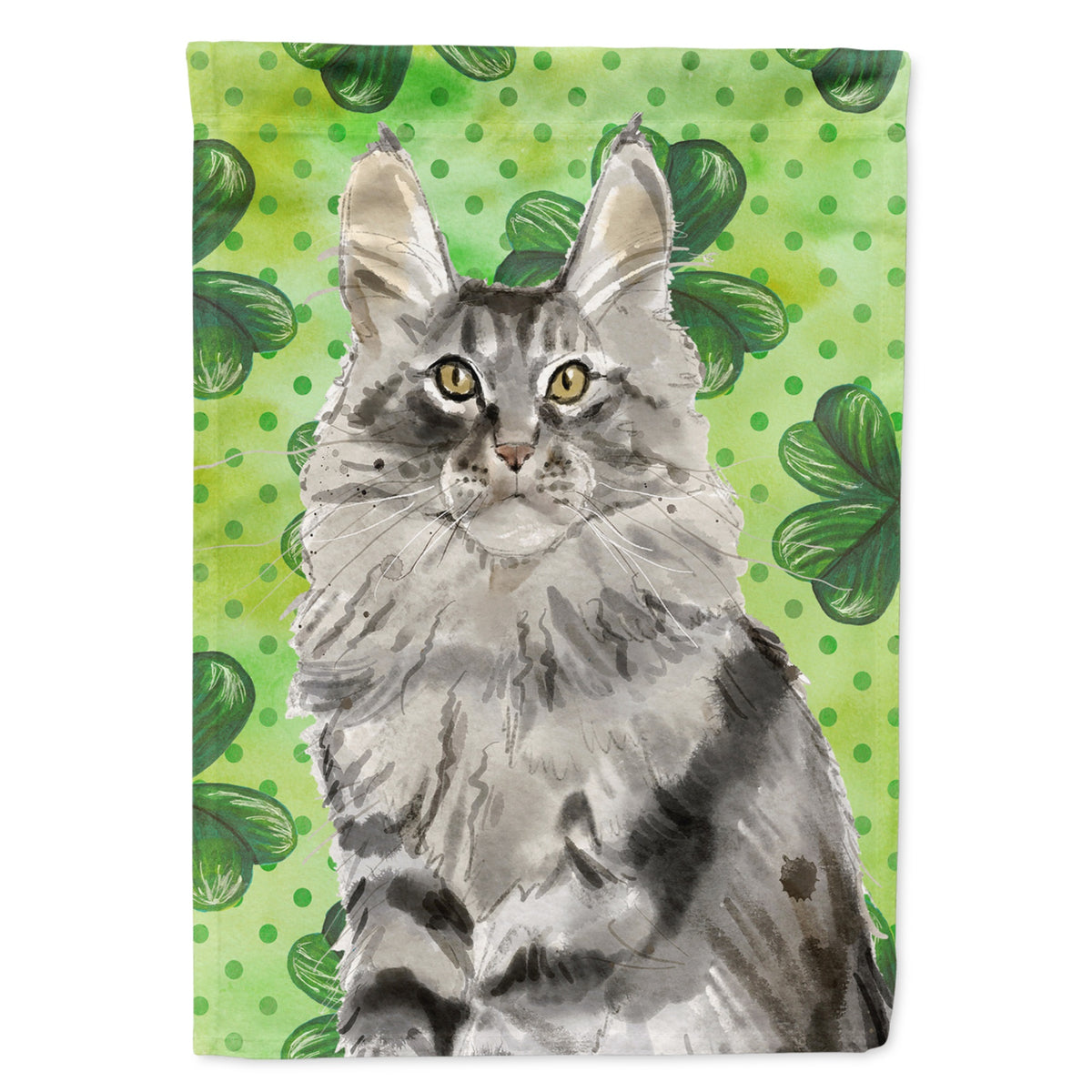 Maine Coon Shamrock Flag Garden Size
