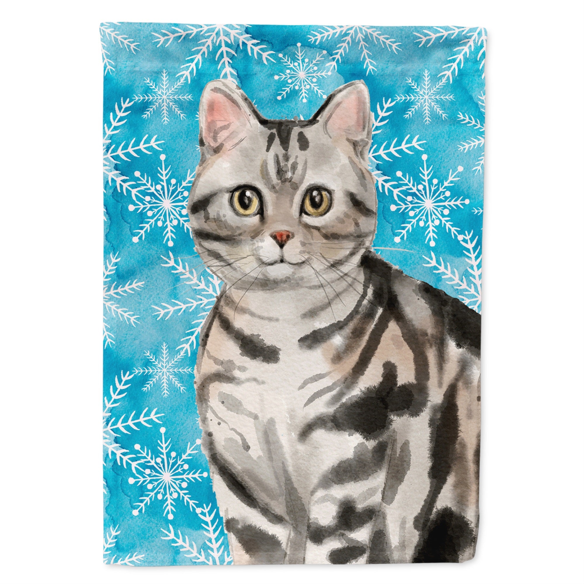 American Shorthair Winter Snowflake Flag Garden Size