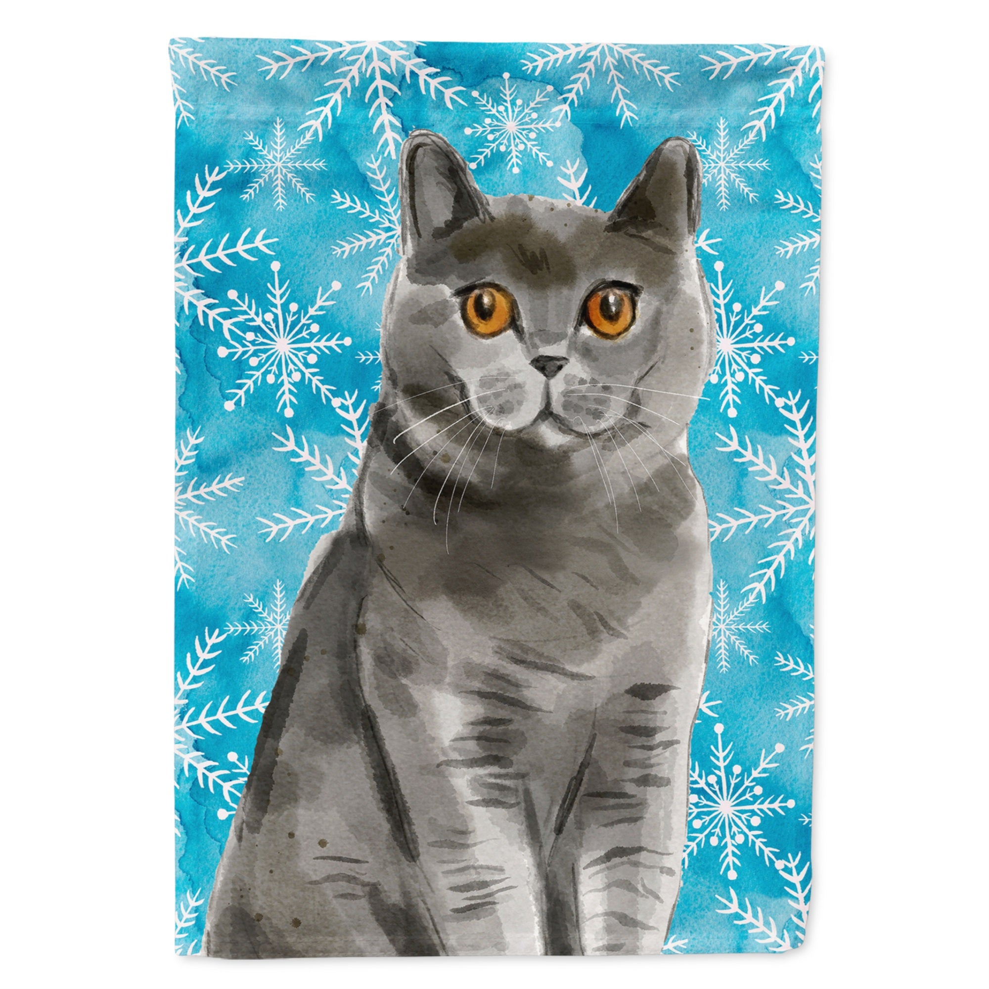 British Shorthair Winter Snowflake Flag Garden Size