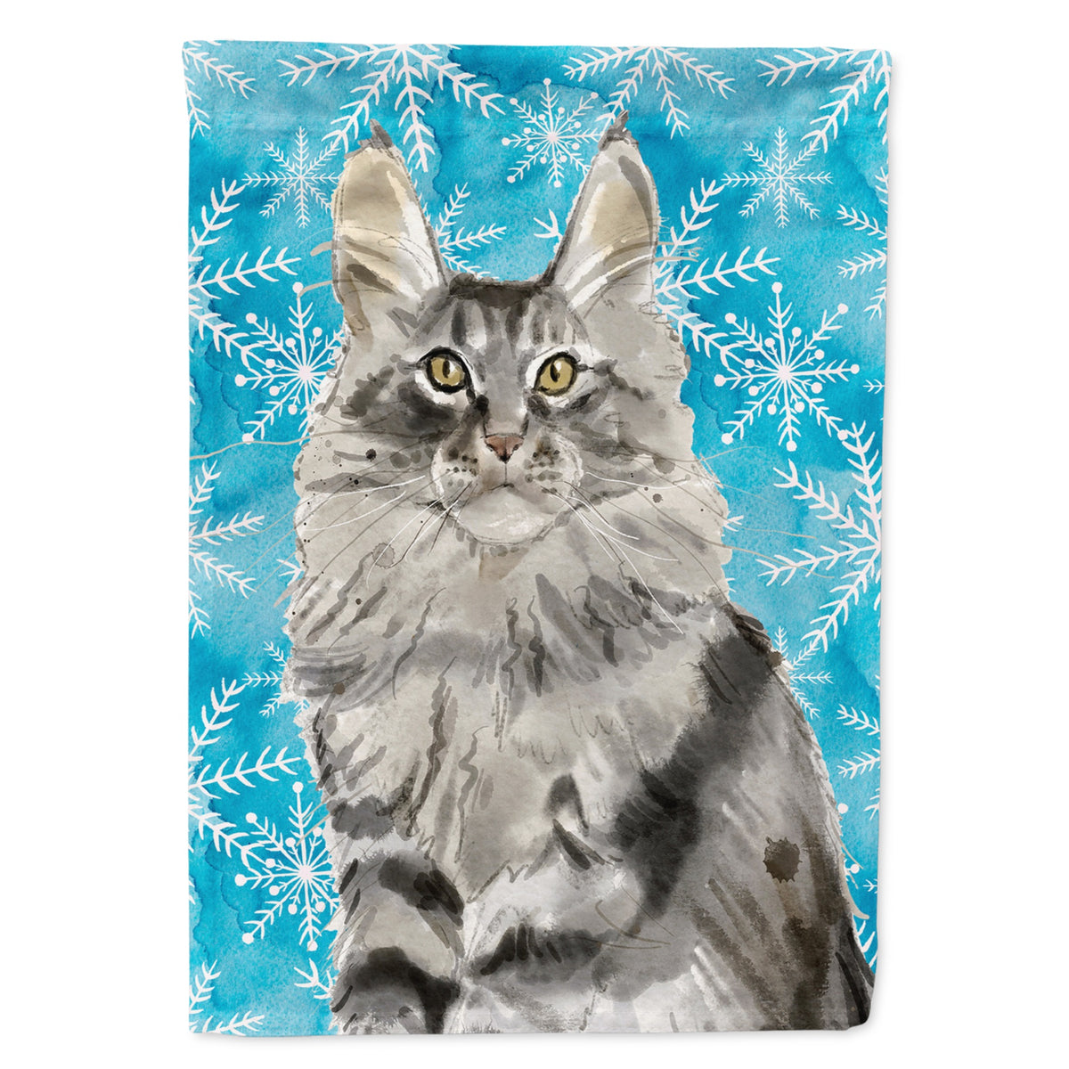 Maine Coon Winter Snowflake Flag Garden Size