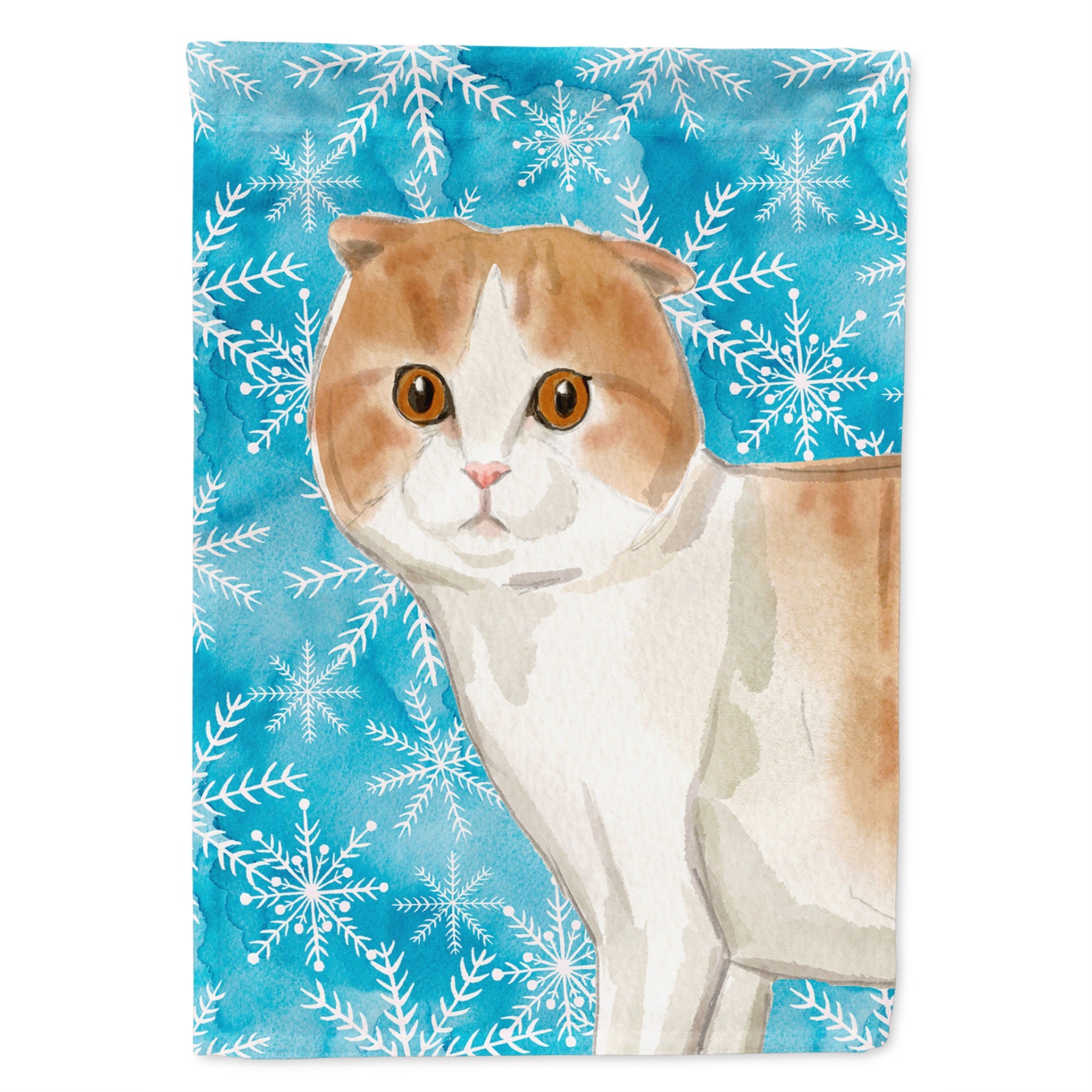 Scottish Fold Winter Snowflake Flag Garden Size
