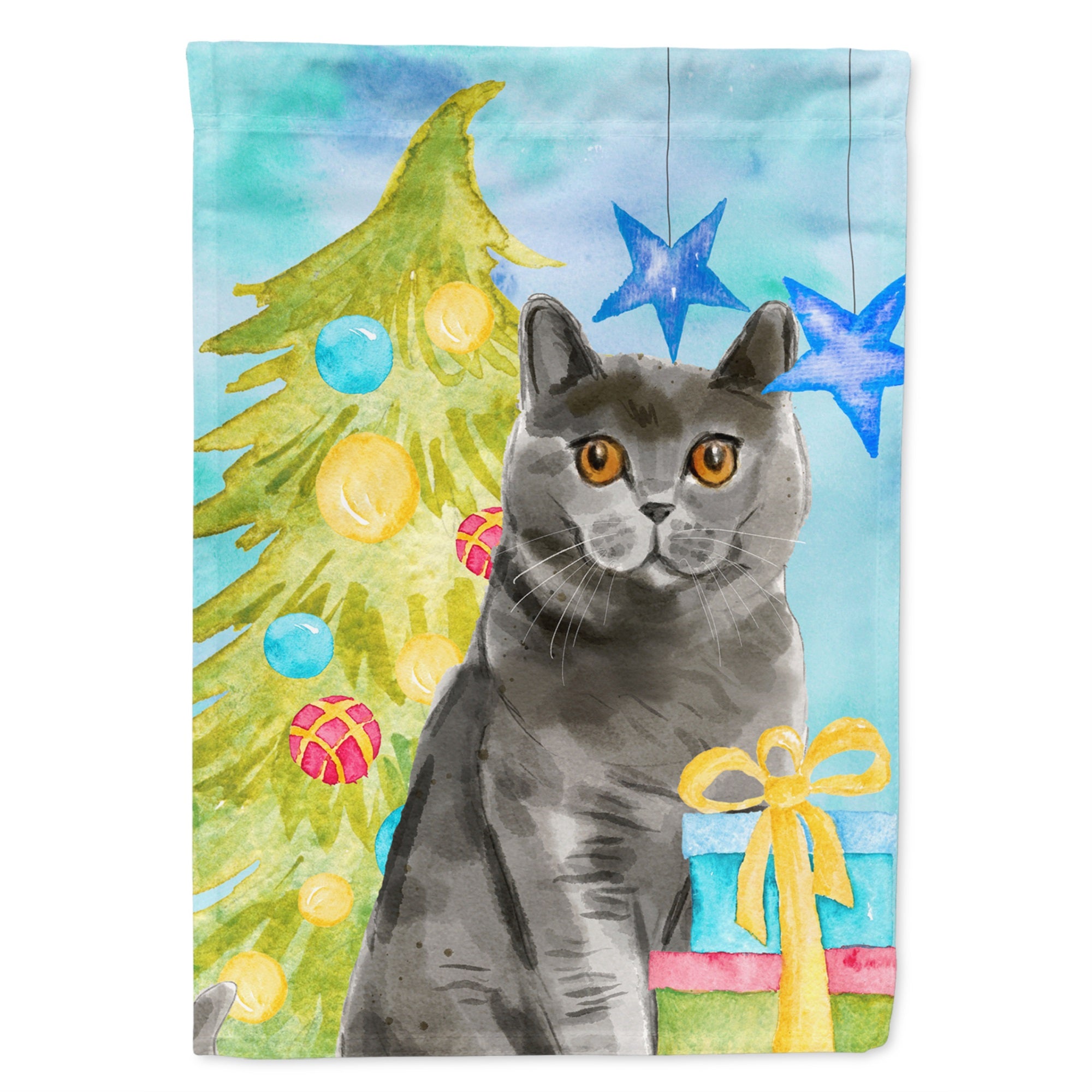 British Shorthair Christmas Presents Flag Garden Size