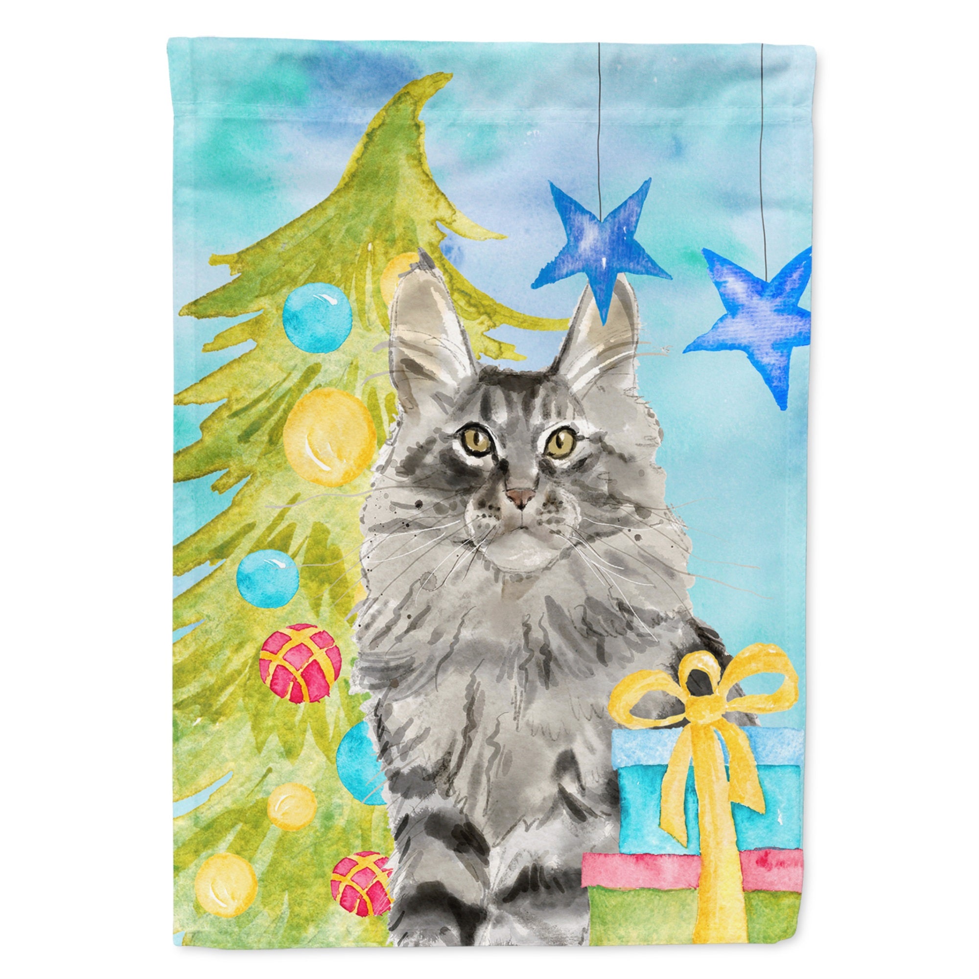 Maine Coon Christmas Presents Flag Garden Size