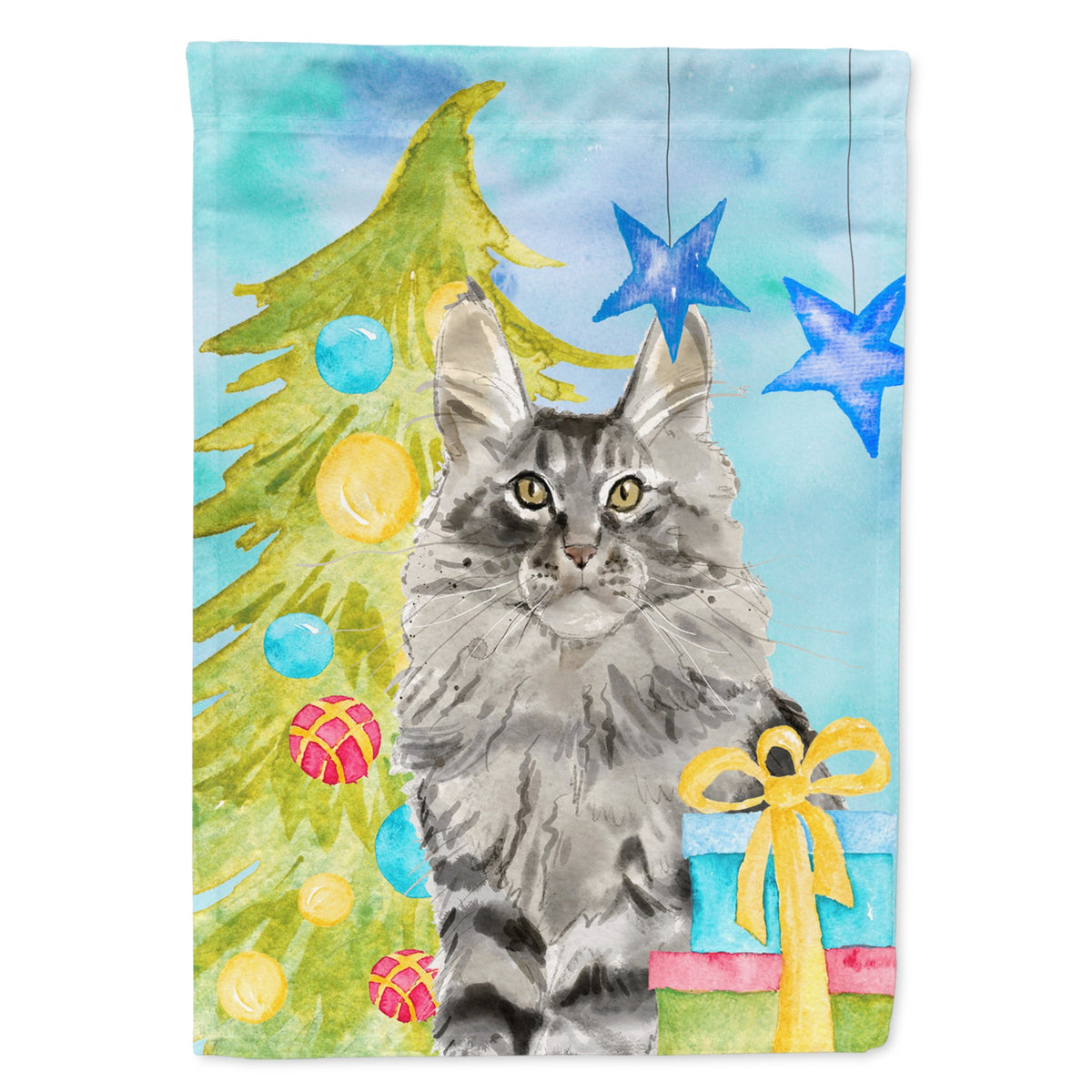 Maine Coon Christmas Presents Flag Garden Size