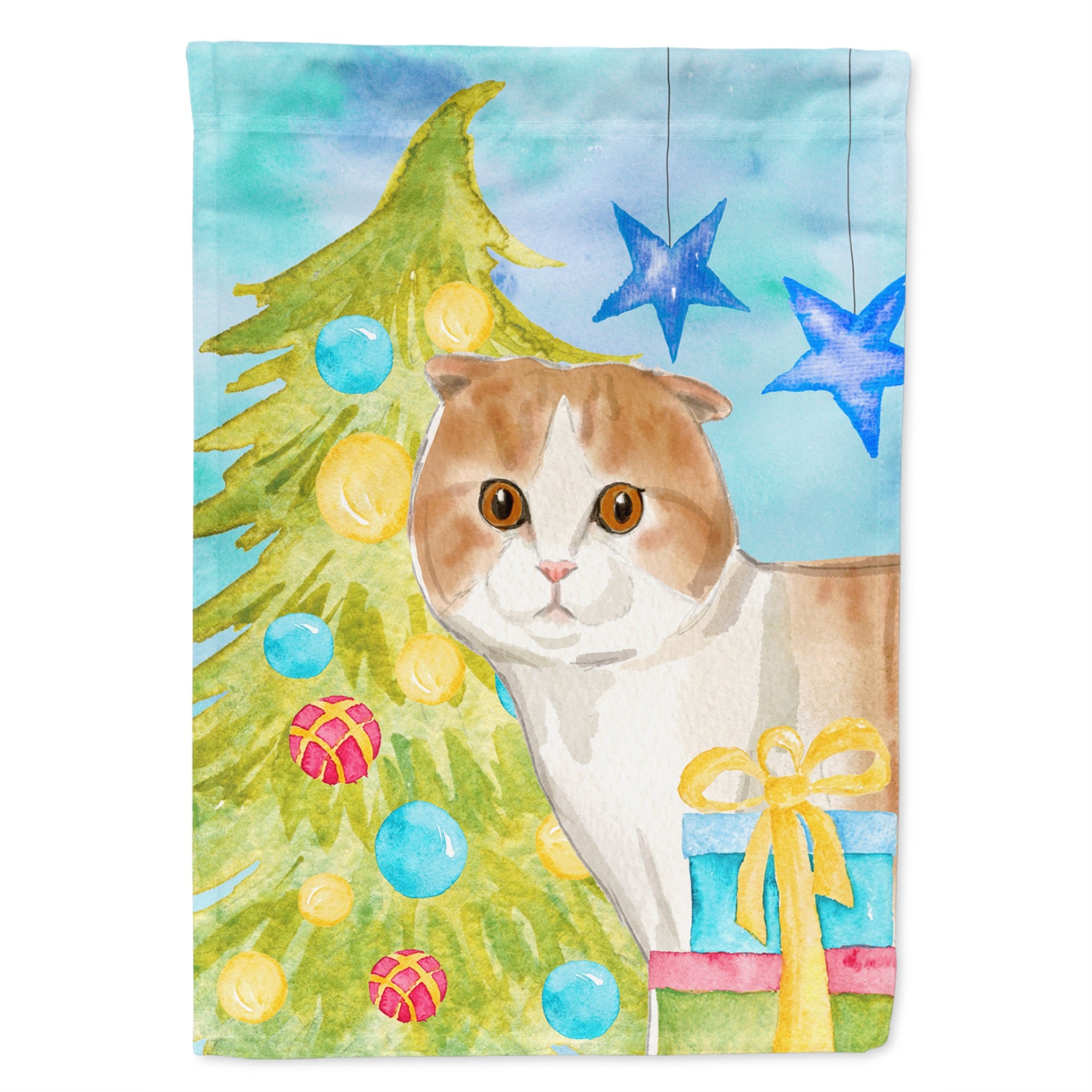 Scottish Fold Christmas Presents Flag Garden Size