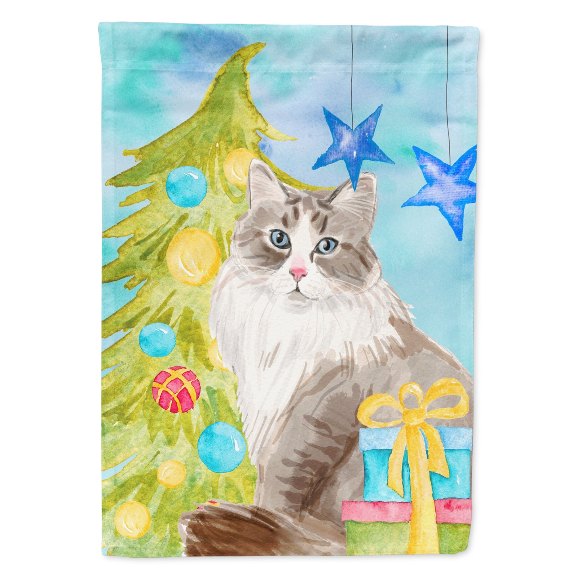 Siberian Christmas Presents Flag Garden Size