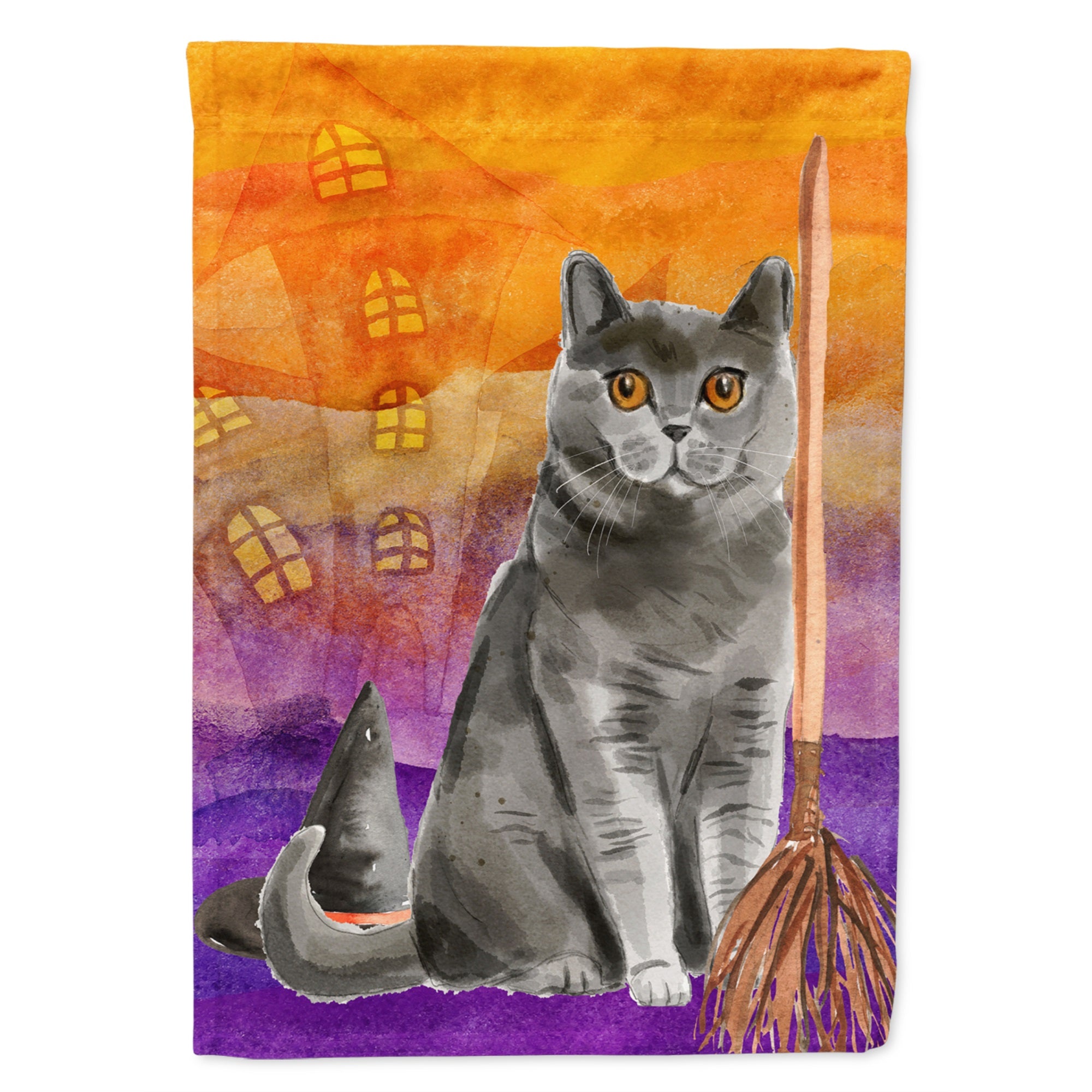 British Shorthair Halloween Flag Garden Size