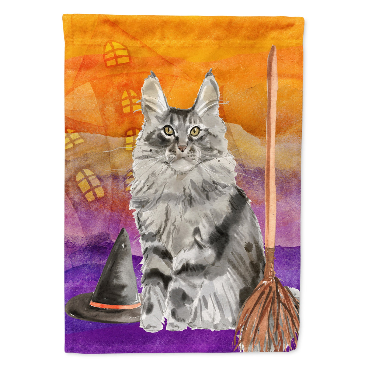 Maine Coon Halloween Flag Garden Size
