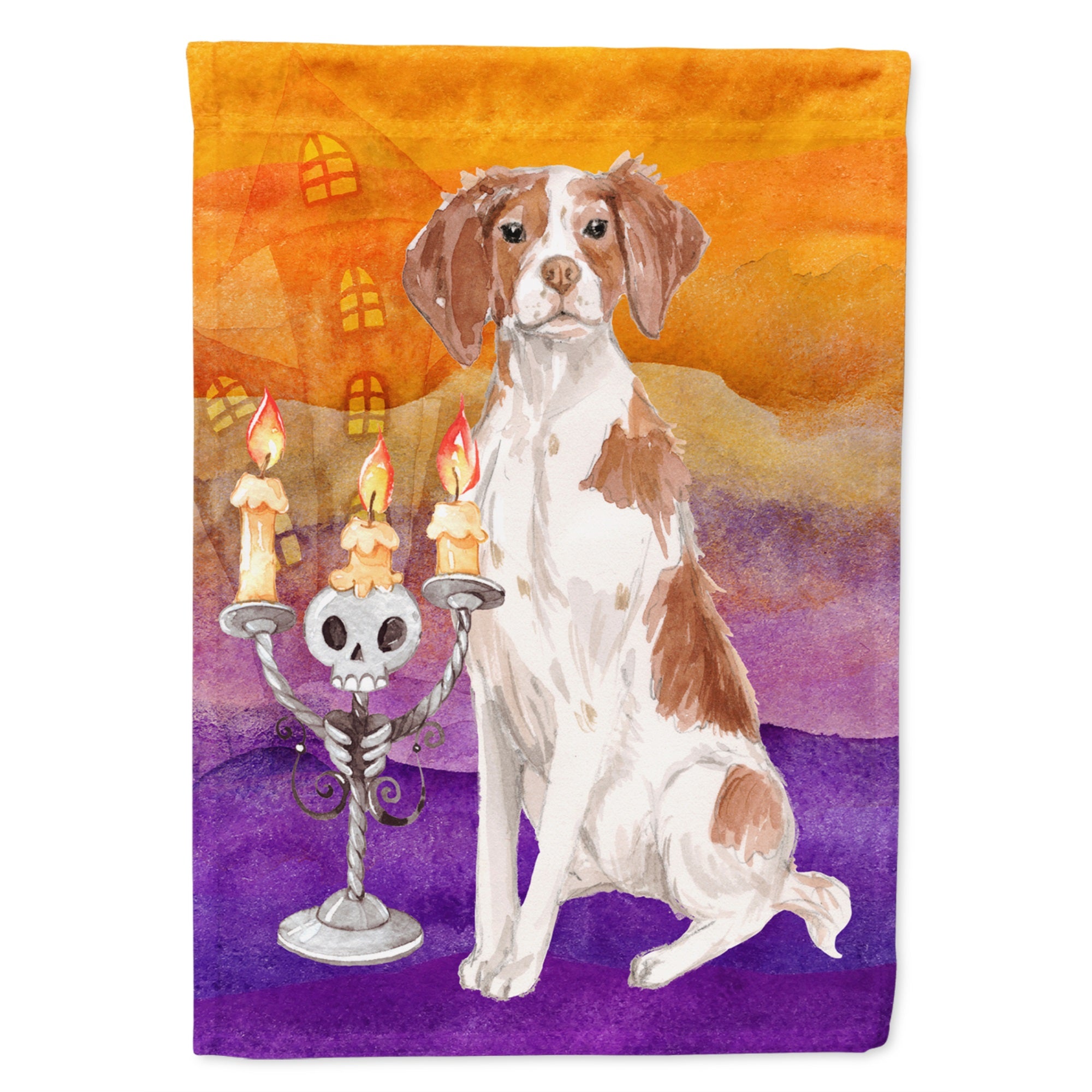 Hallween Brittany Spaniel Flag Garden Size