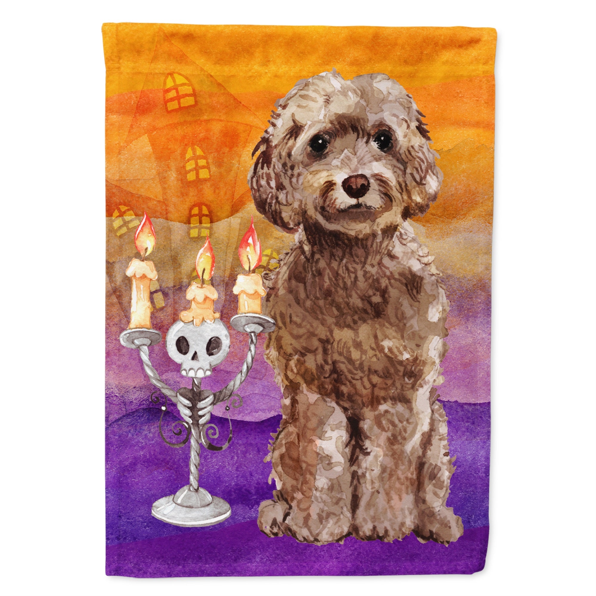 Hallween Brown Cockapoo Flag Garden Size