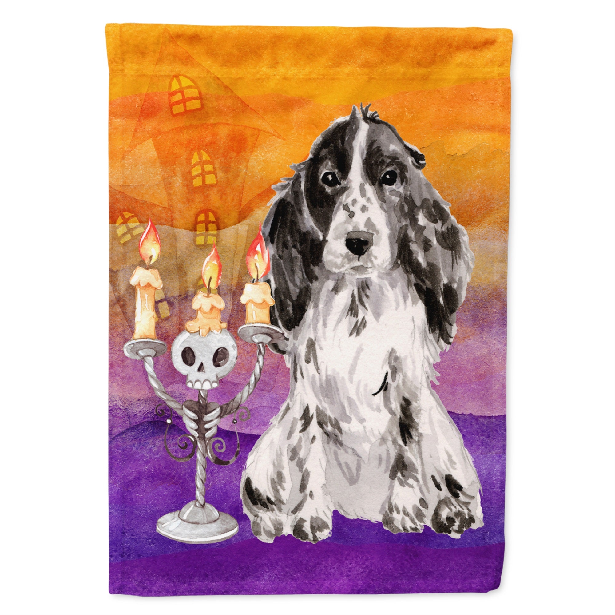 Hallween Black Parti Cocker Spaniel Flag Garden Size