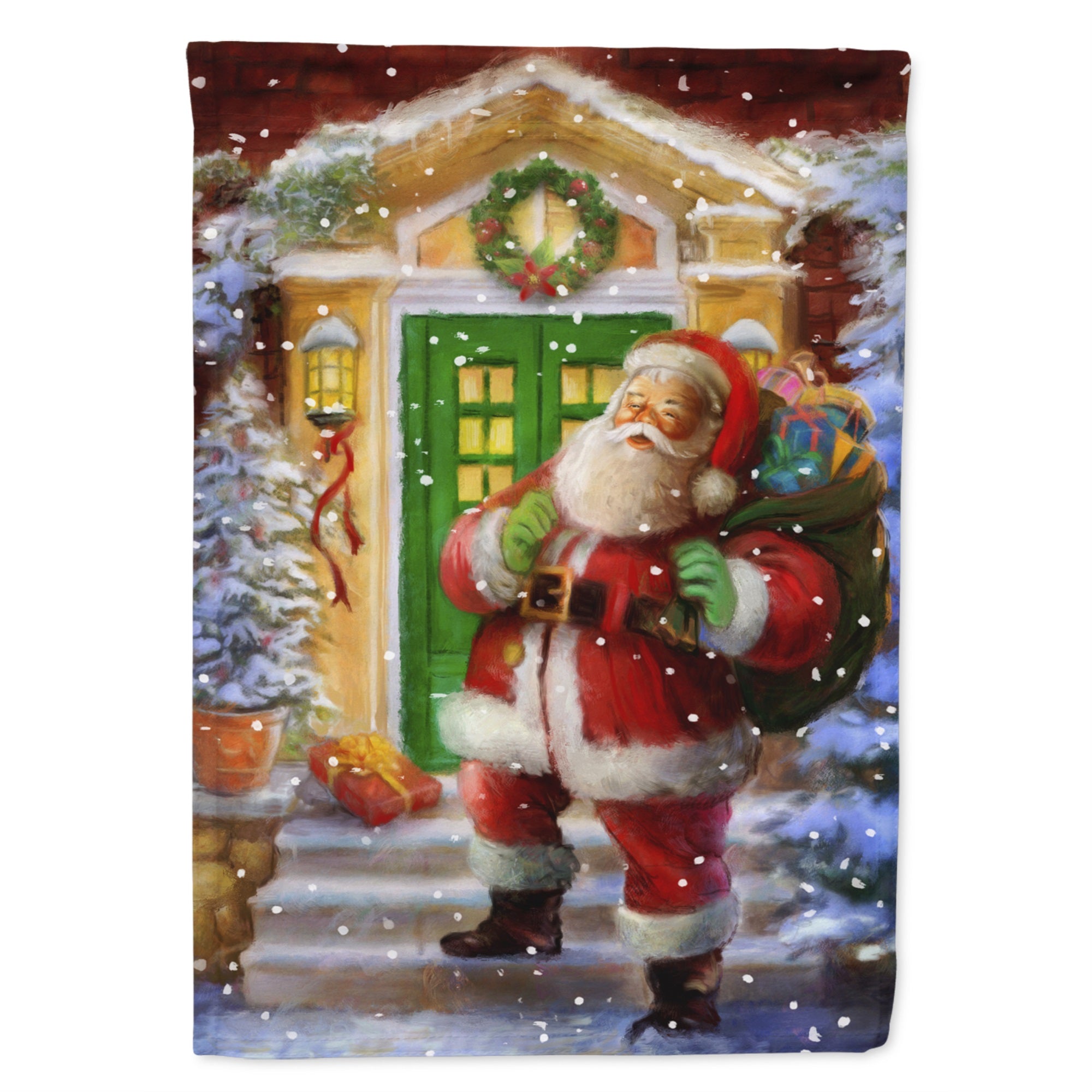 Santa Claus With Christmas Gifts Flag Canvas House Size