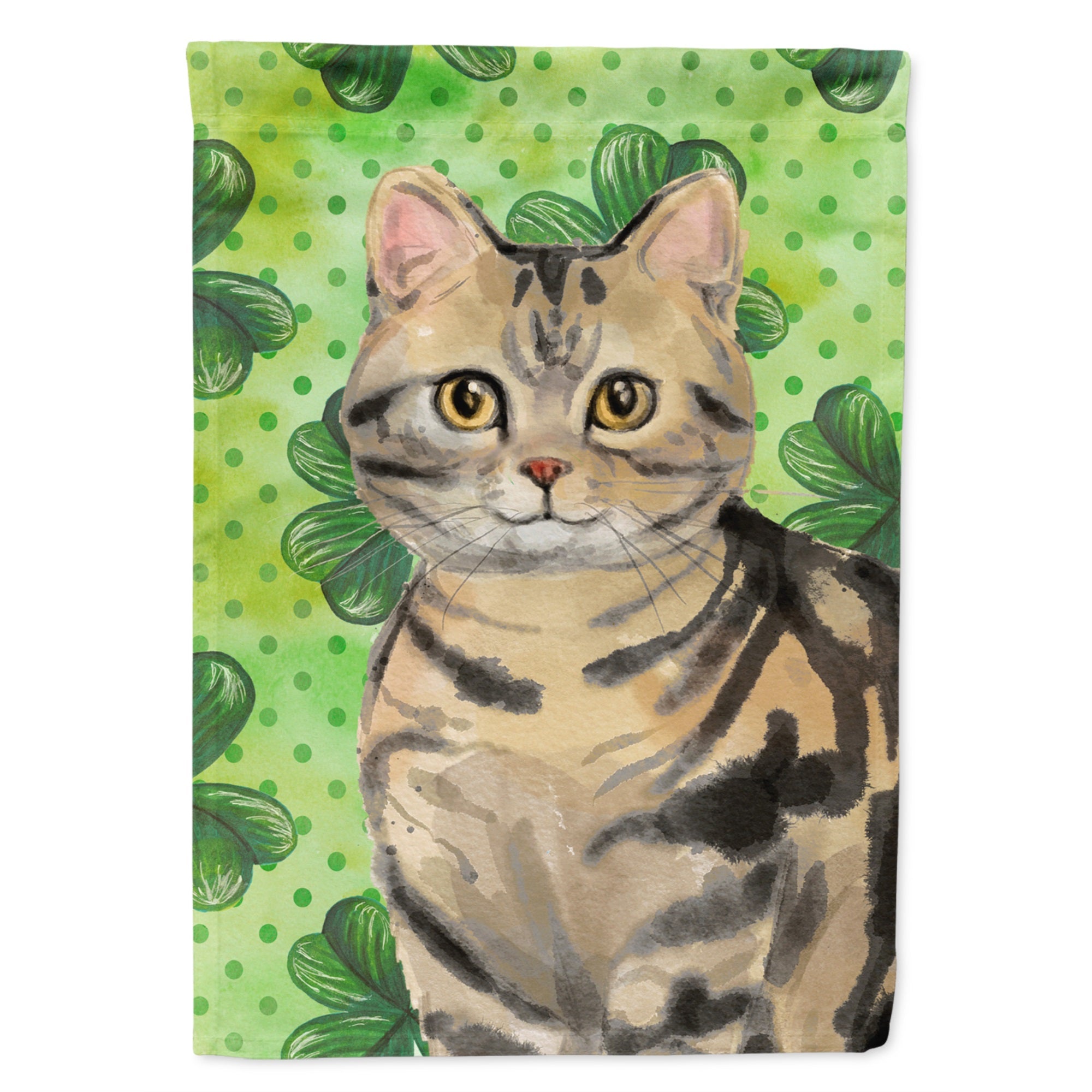 American Shorthair Brown Tabby Shamrock Flag Canvas House Size
