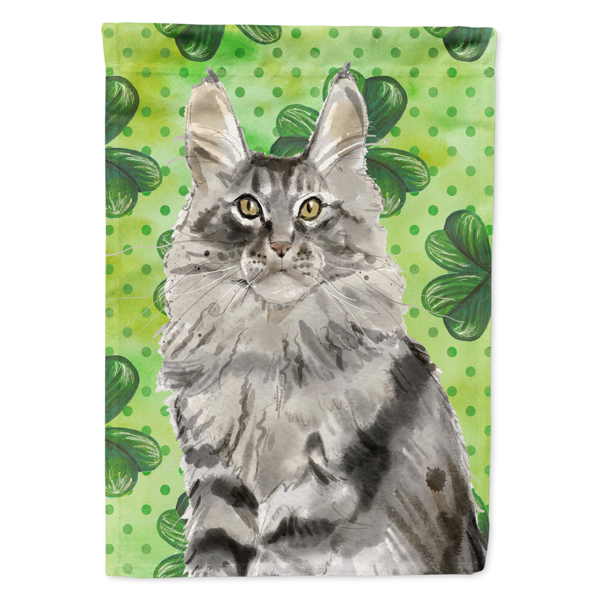 Maine Coon Shamrock Flag Canvas House Size