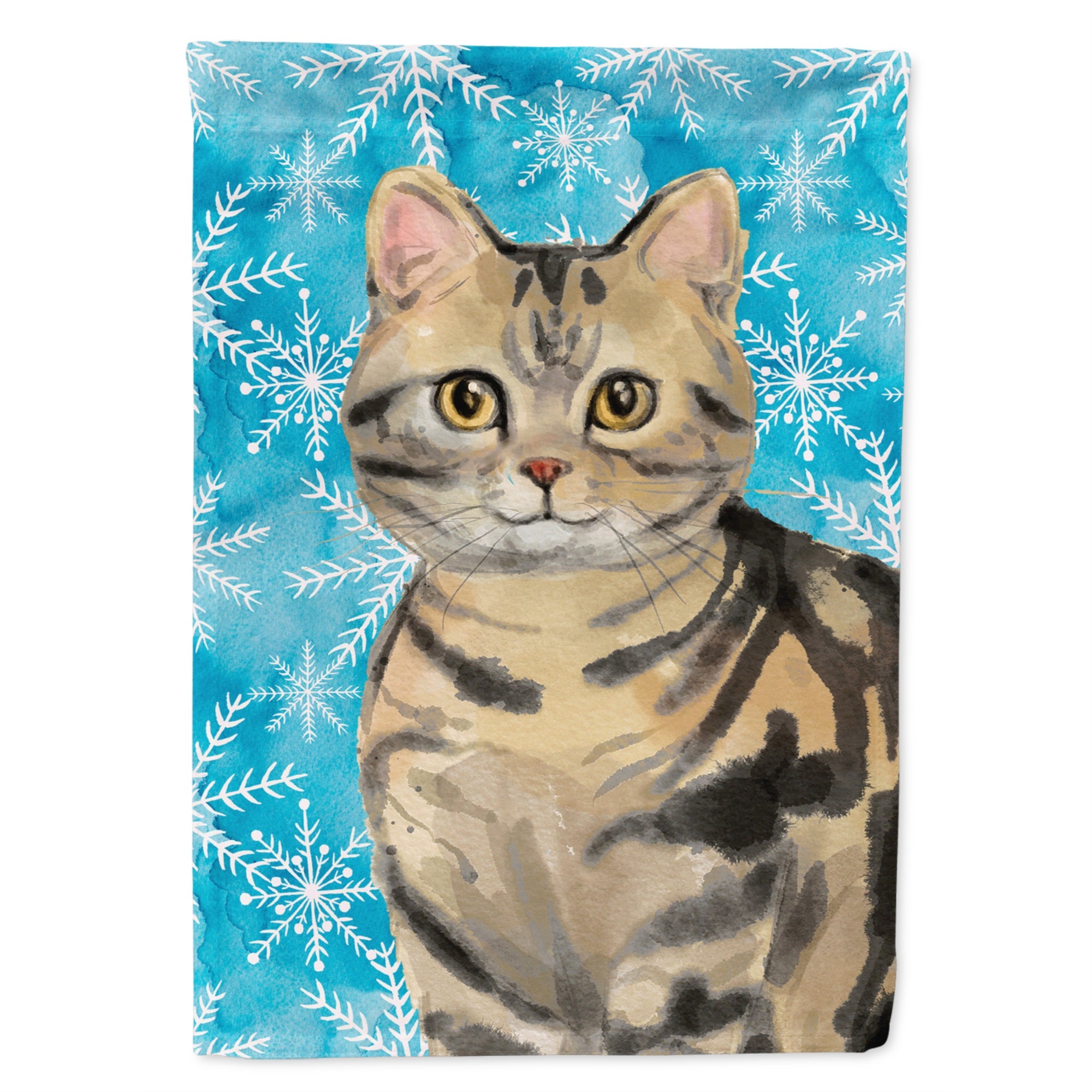 American Shorthair Brown Tabby Winter Snowflake Flag Canvas House Size