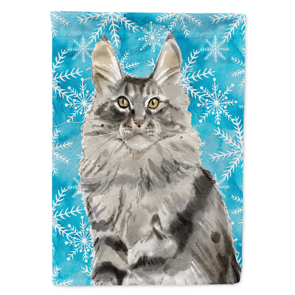 Maine Coon Winter Snowflake Flag Canvas House Size