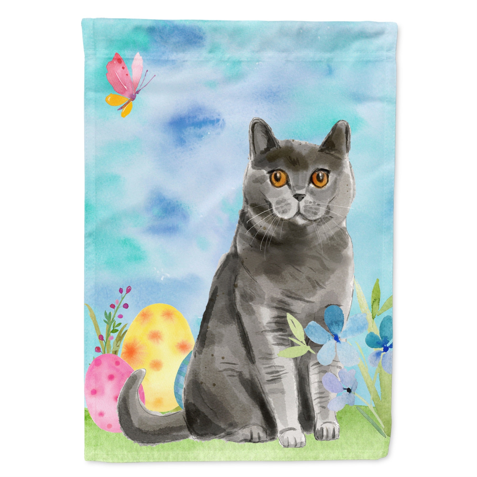 British Shorthair Easter Eggs Flag Canvas House Size