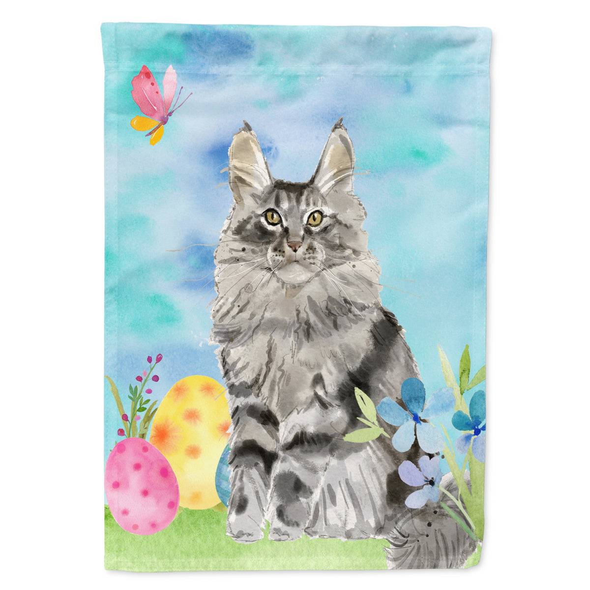 Maine Coon Easter Eggs Flag Canvas House Size