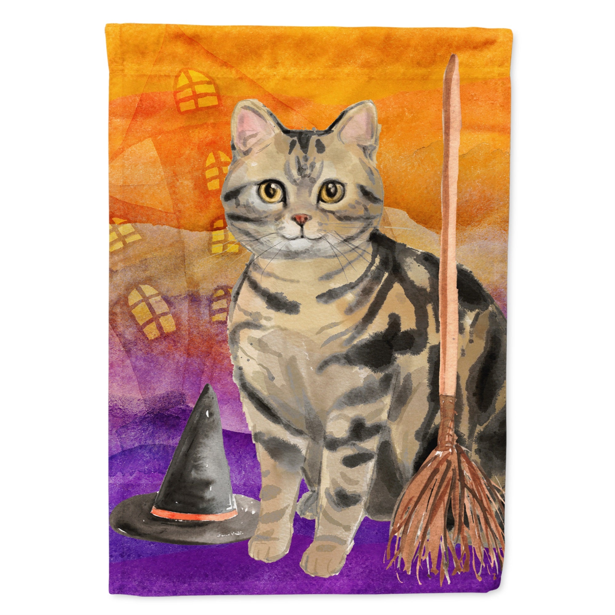 American Shorthair Brown Tabby Halloween Flag Canvas House Size