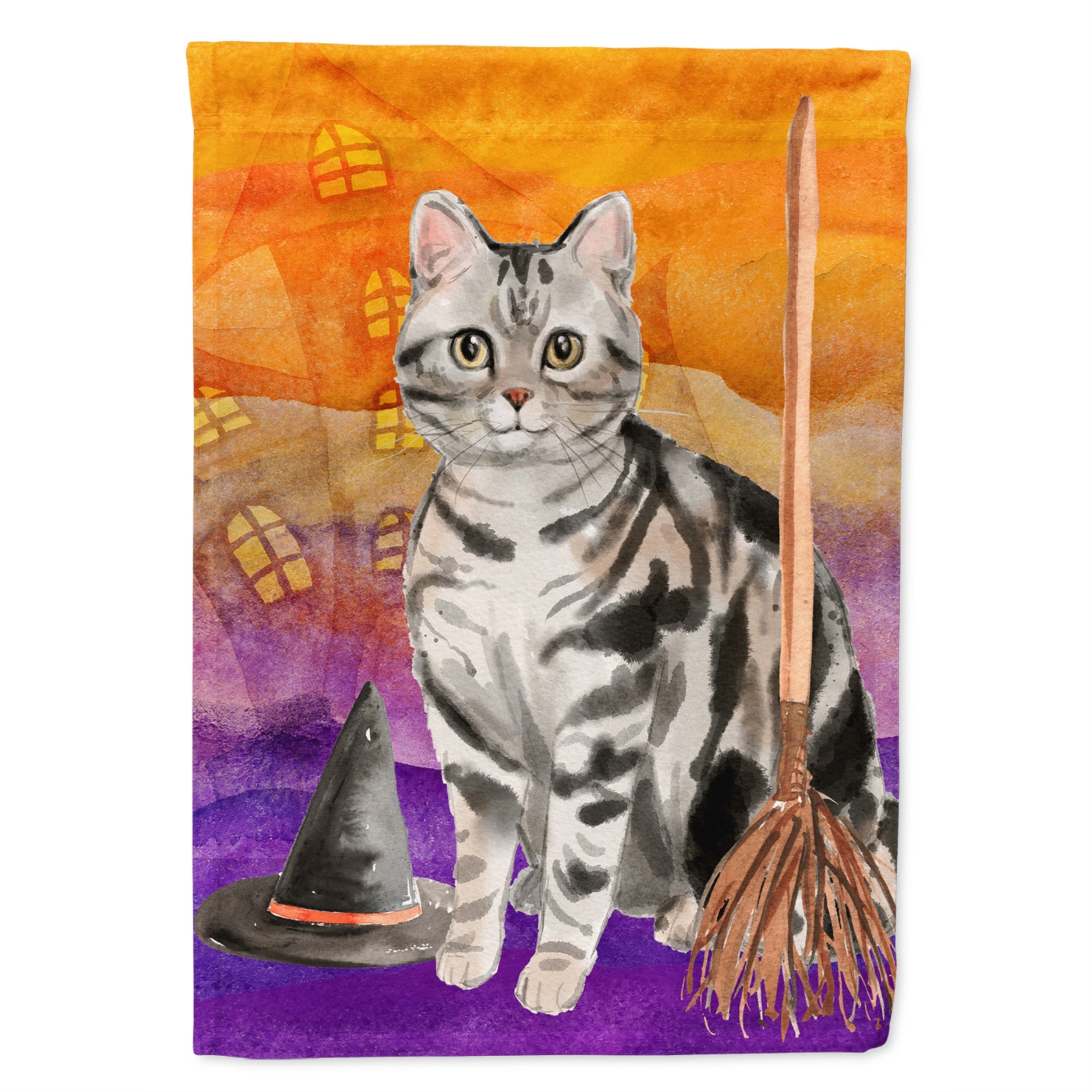 American Shorthair Halloween Flag Canvas House Size