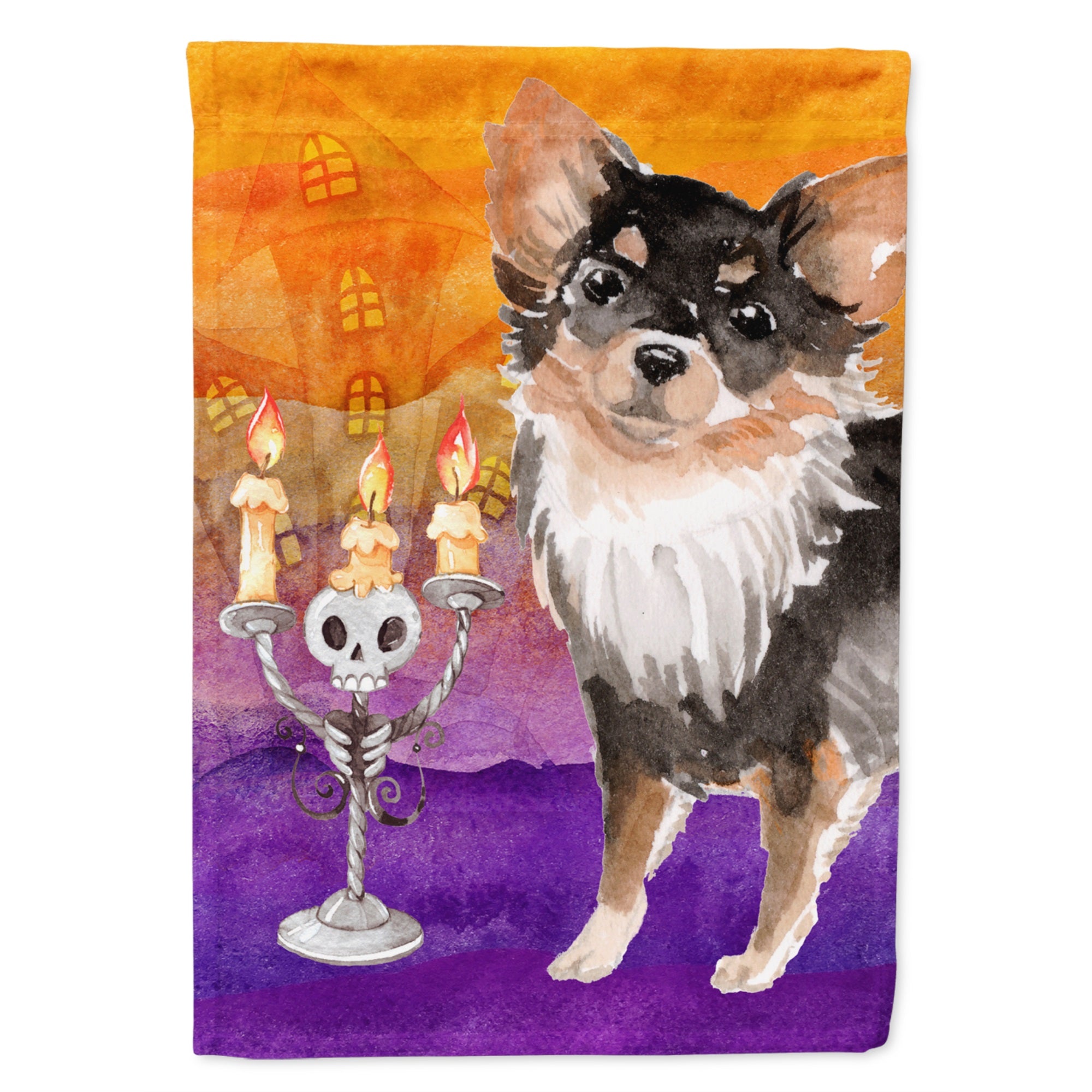 Hallween Long Haired Chihuahua Flag Canvas House Size