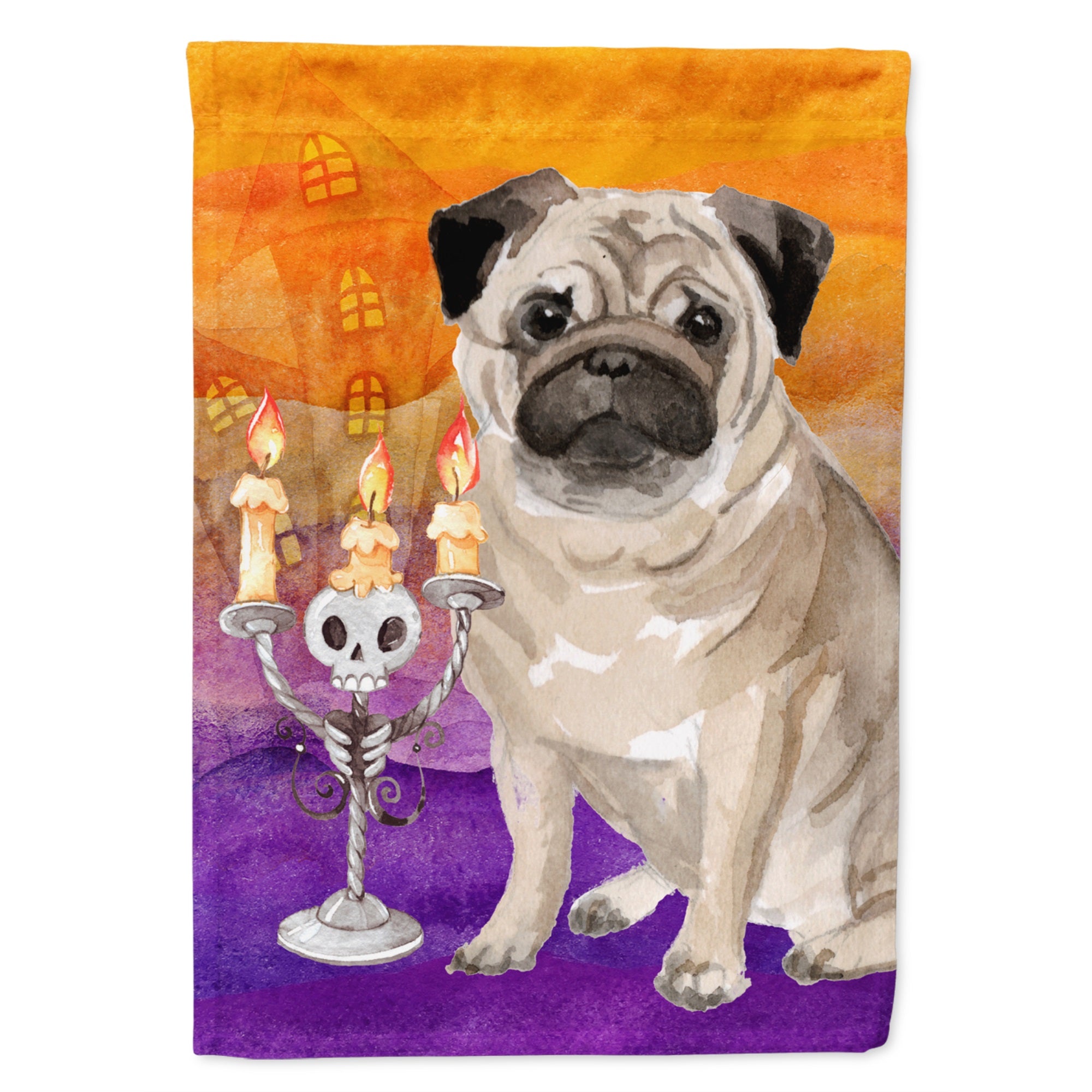 Hallween Pug Flag Canvas House Size