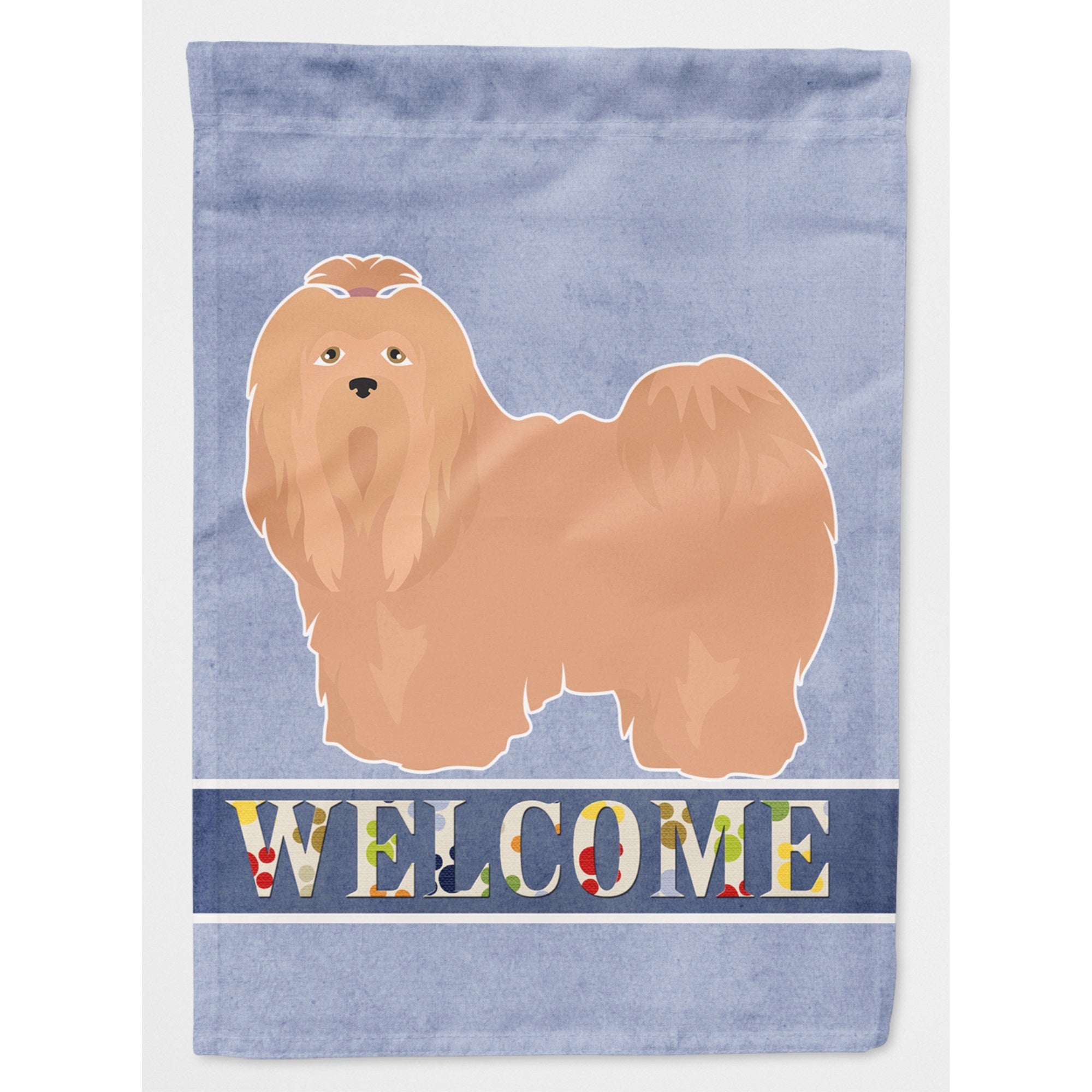 Tan Lhasa Apso Welcome Flag Canvas House Size