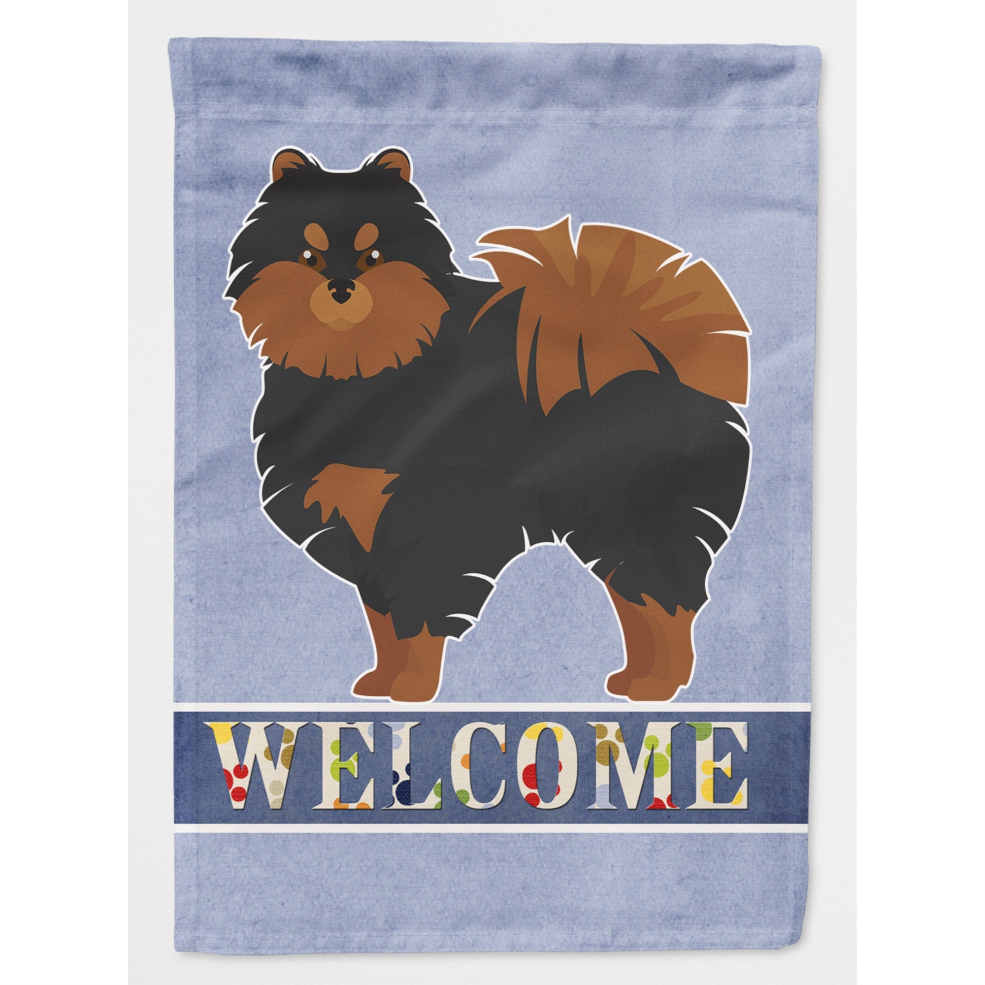 Pomeranian Welcome Flag Canvas House Size