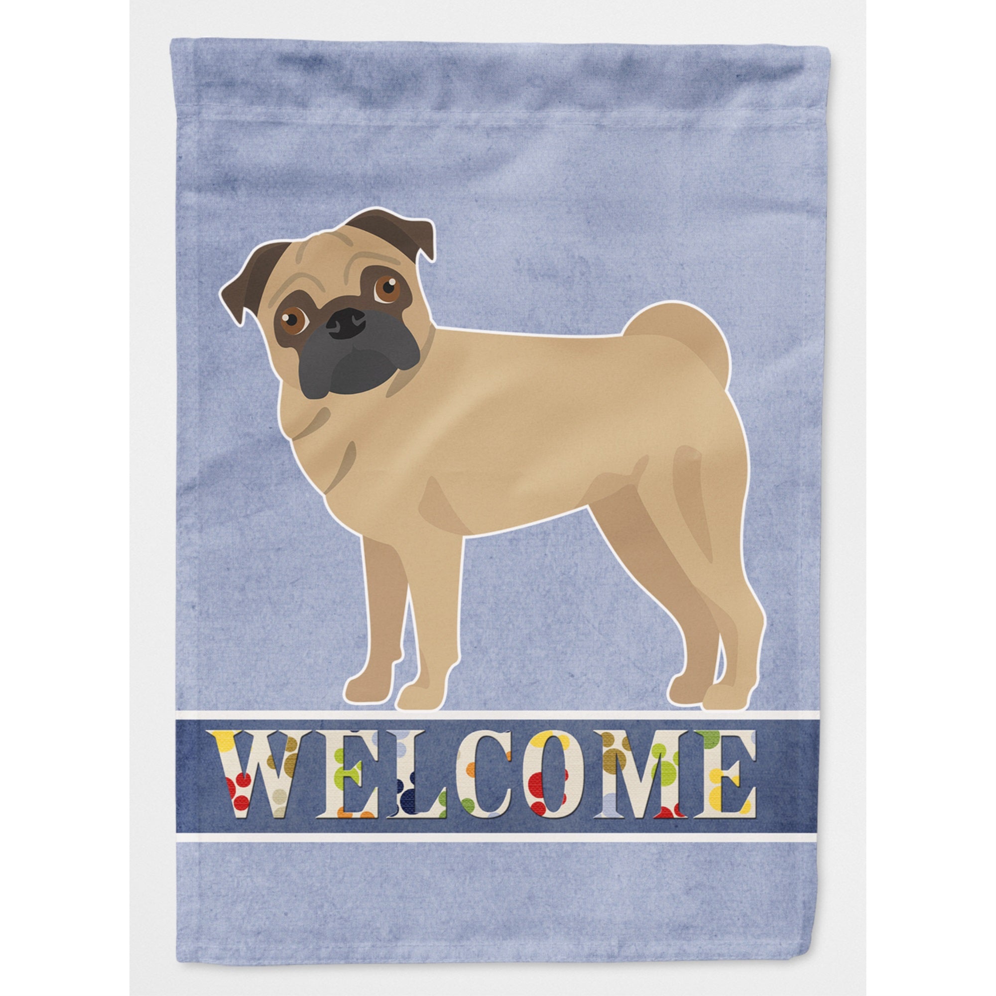 Pug Welcome Flag Canvas House Size
