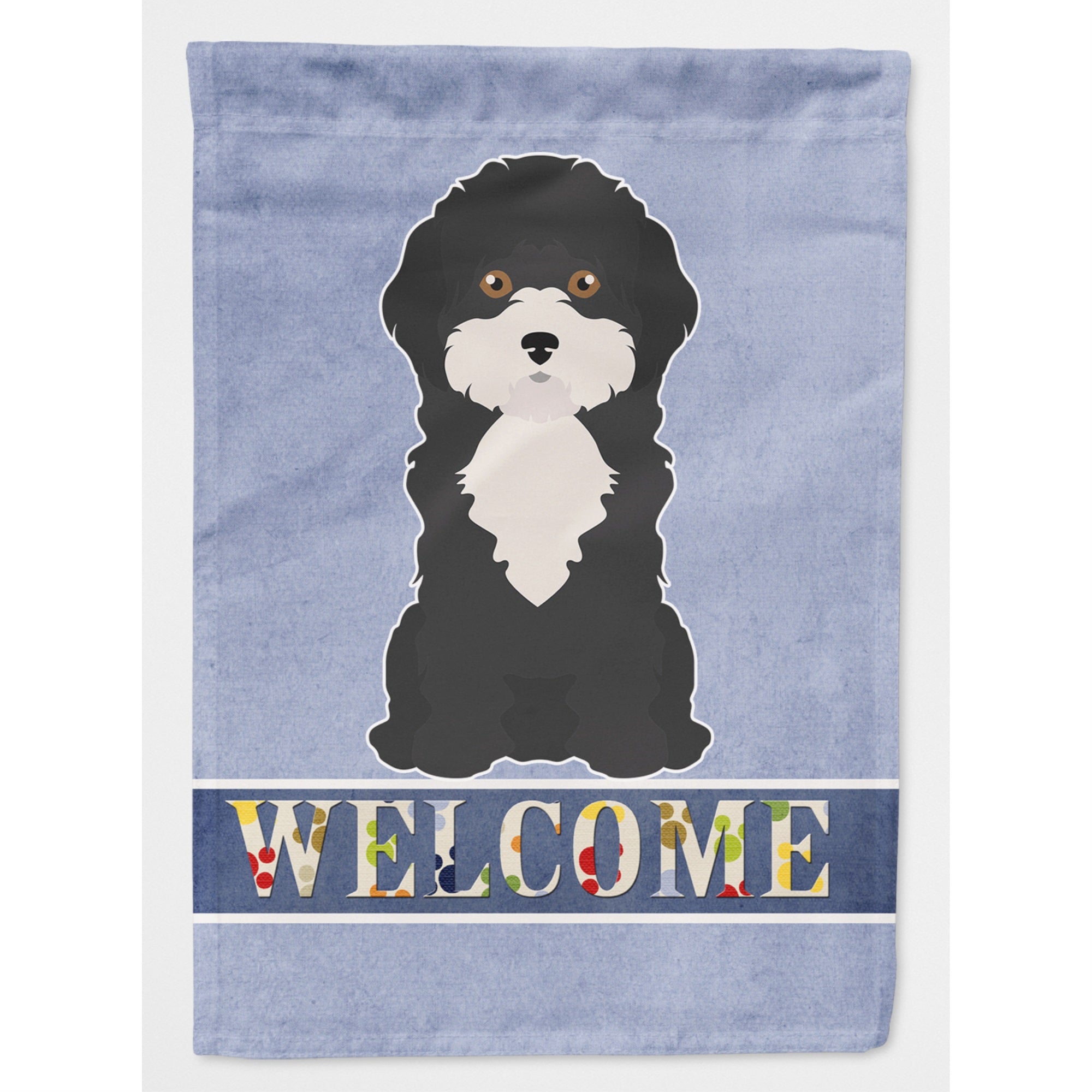 Black And White Cyprus Poodle Welcome Flag Canvas House Size