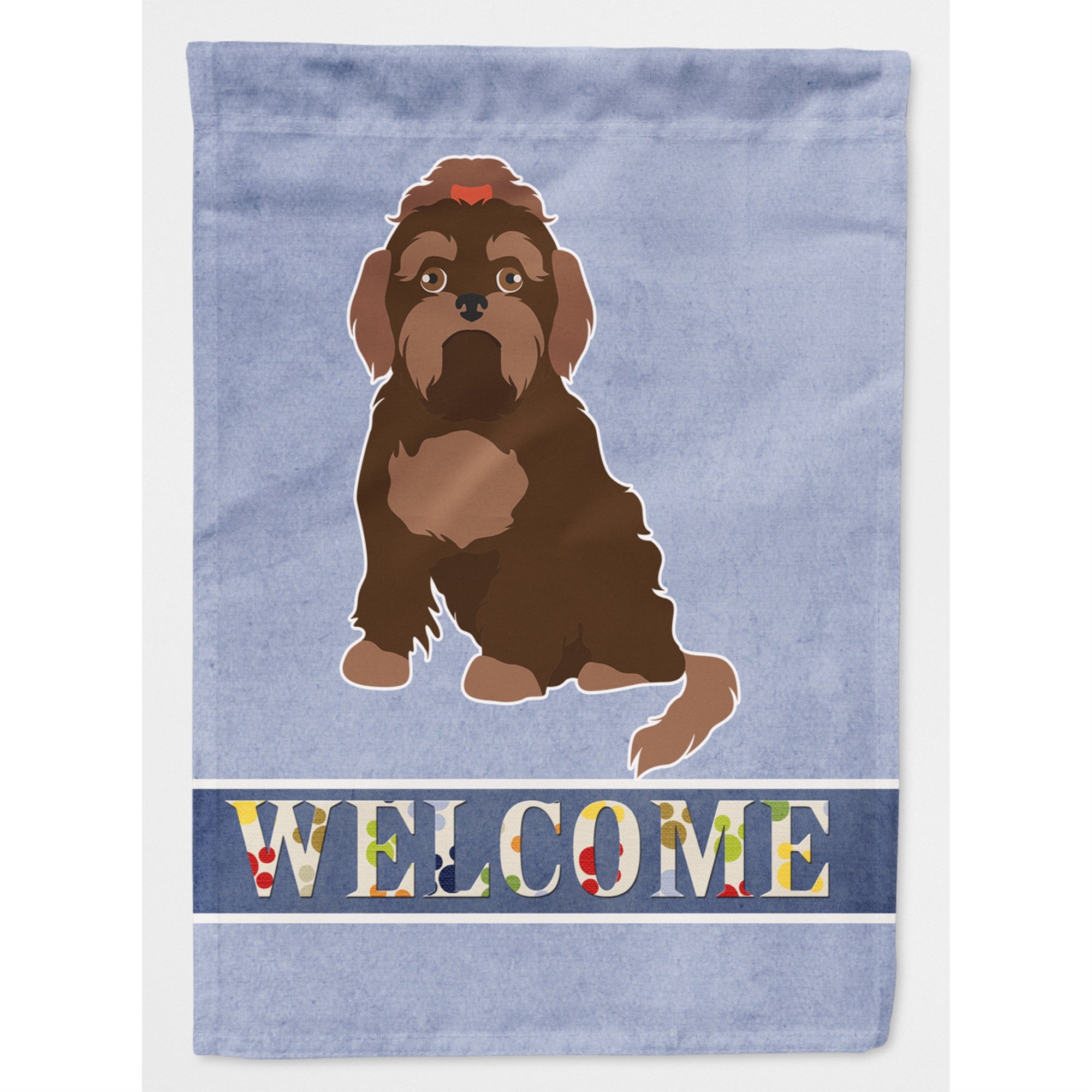 Brown Russian Tsvetnaya Bolonka Lap Dog  Welcome Flag Canvas House Size