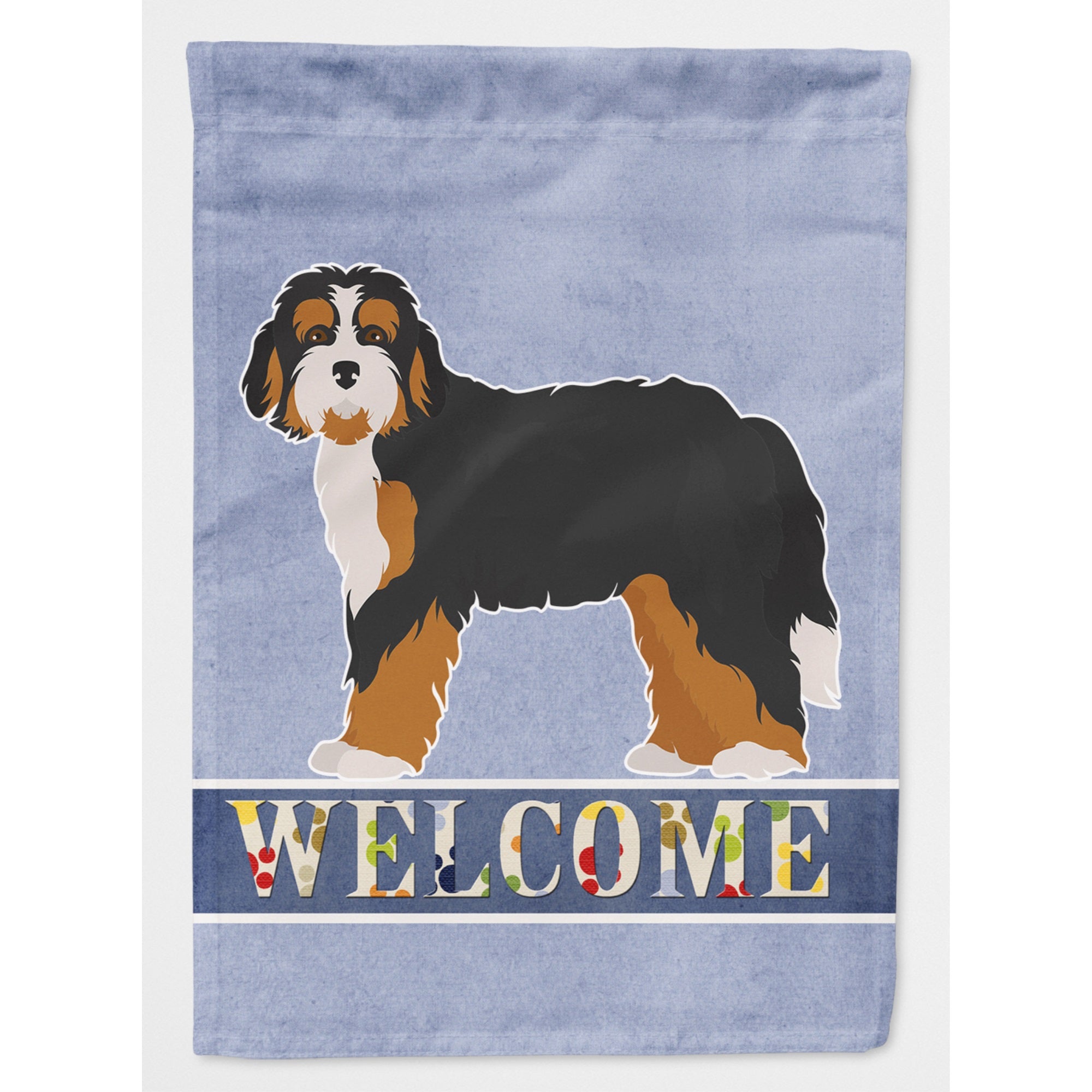 Bernedoodle Welcome Flag Canvas House Size