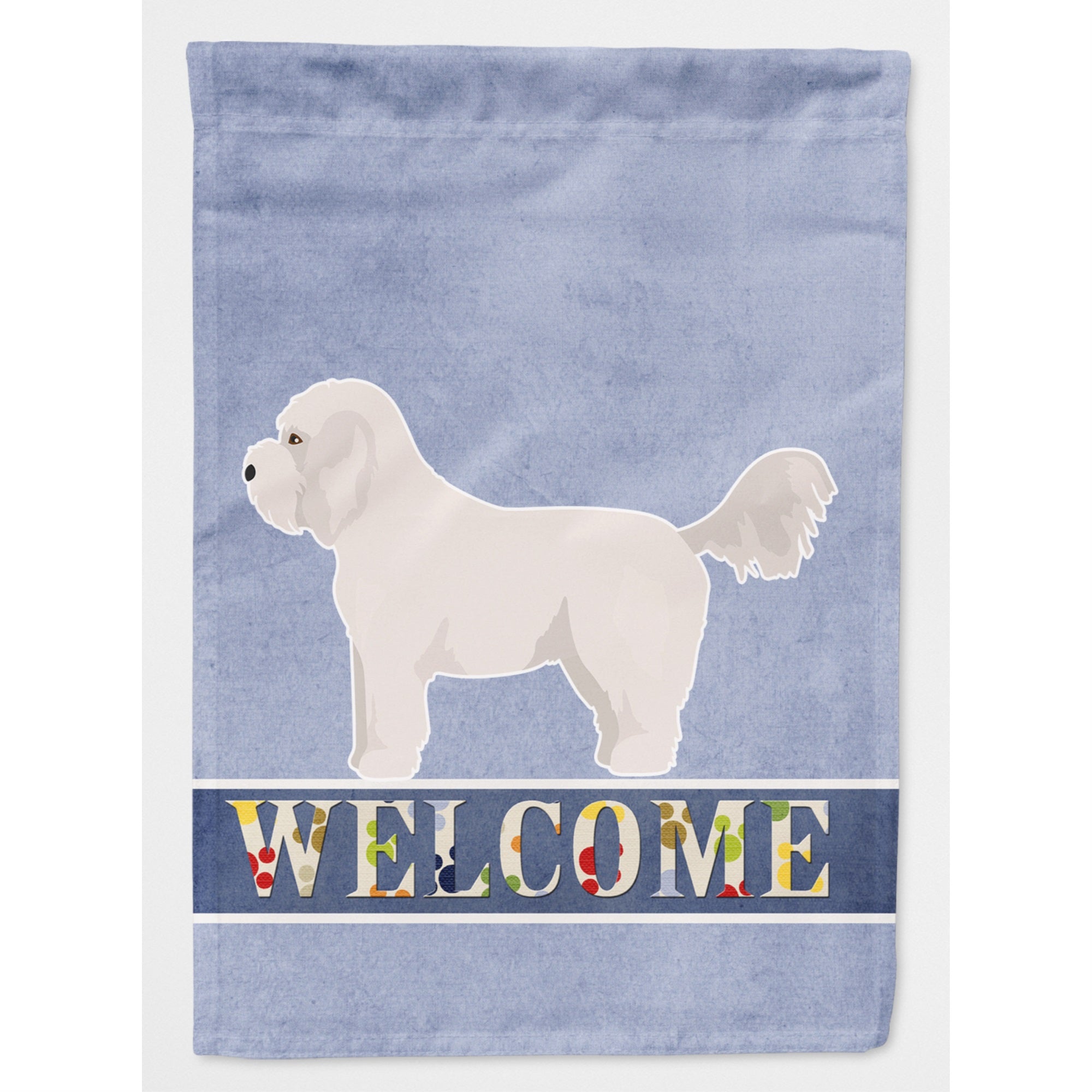 Bichpoo White Welcome Flag Canvas House Size