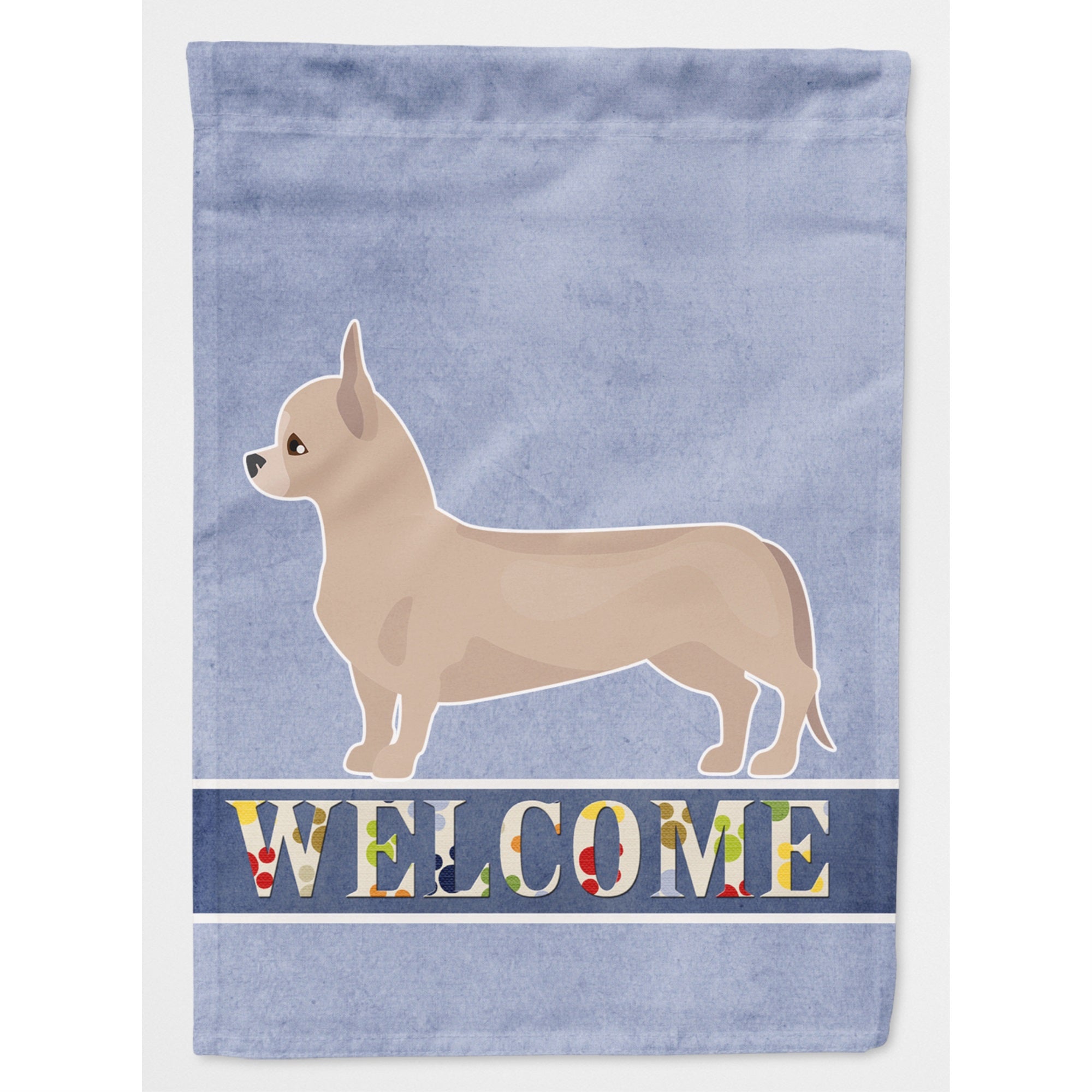 Tan Chiweenie Welcome Flag Canvas House Size
