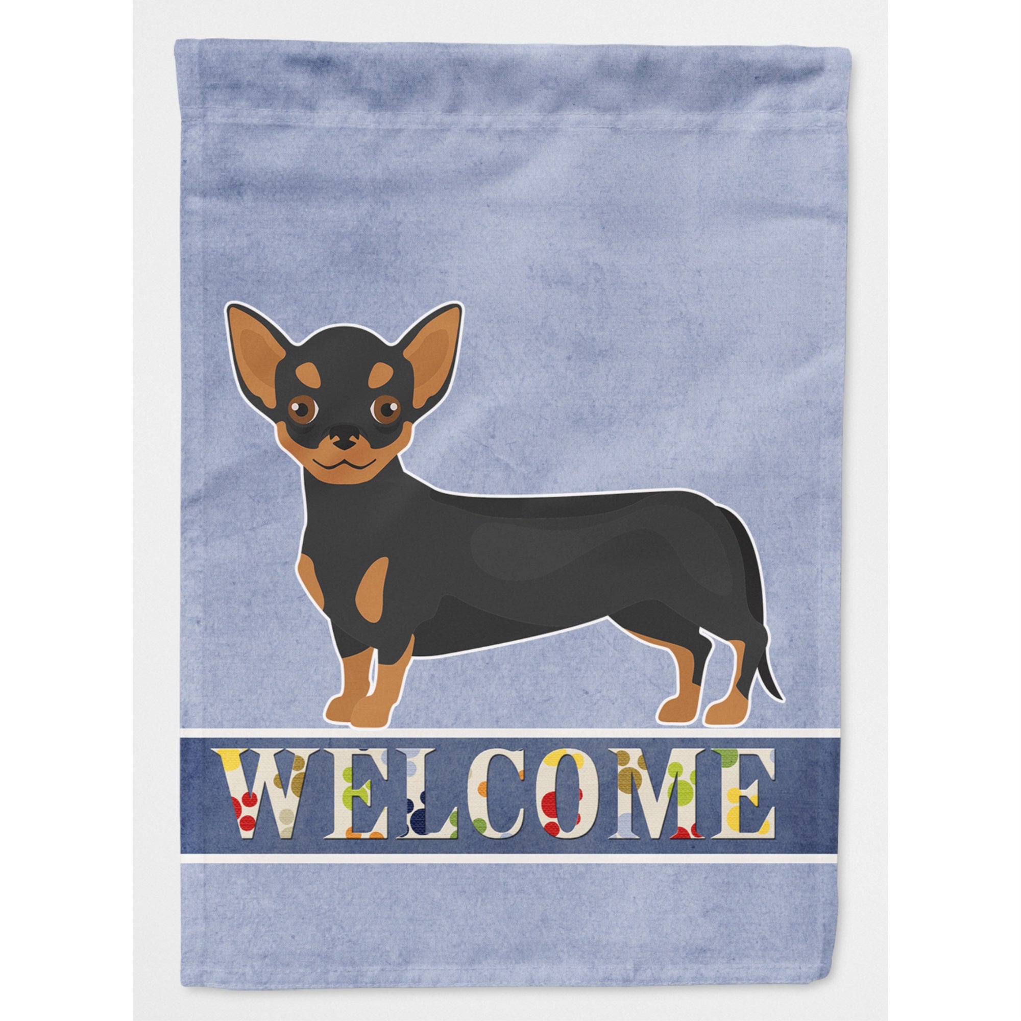 Black And Tan Chiweenie Welcome Flag Canvas House Size