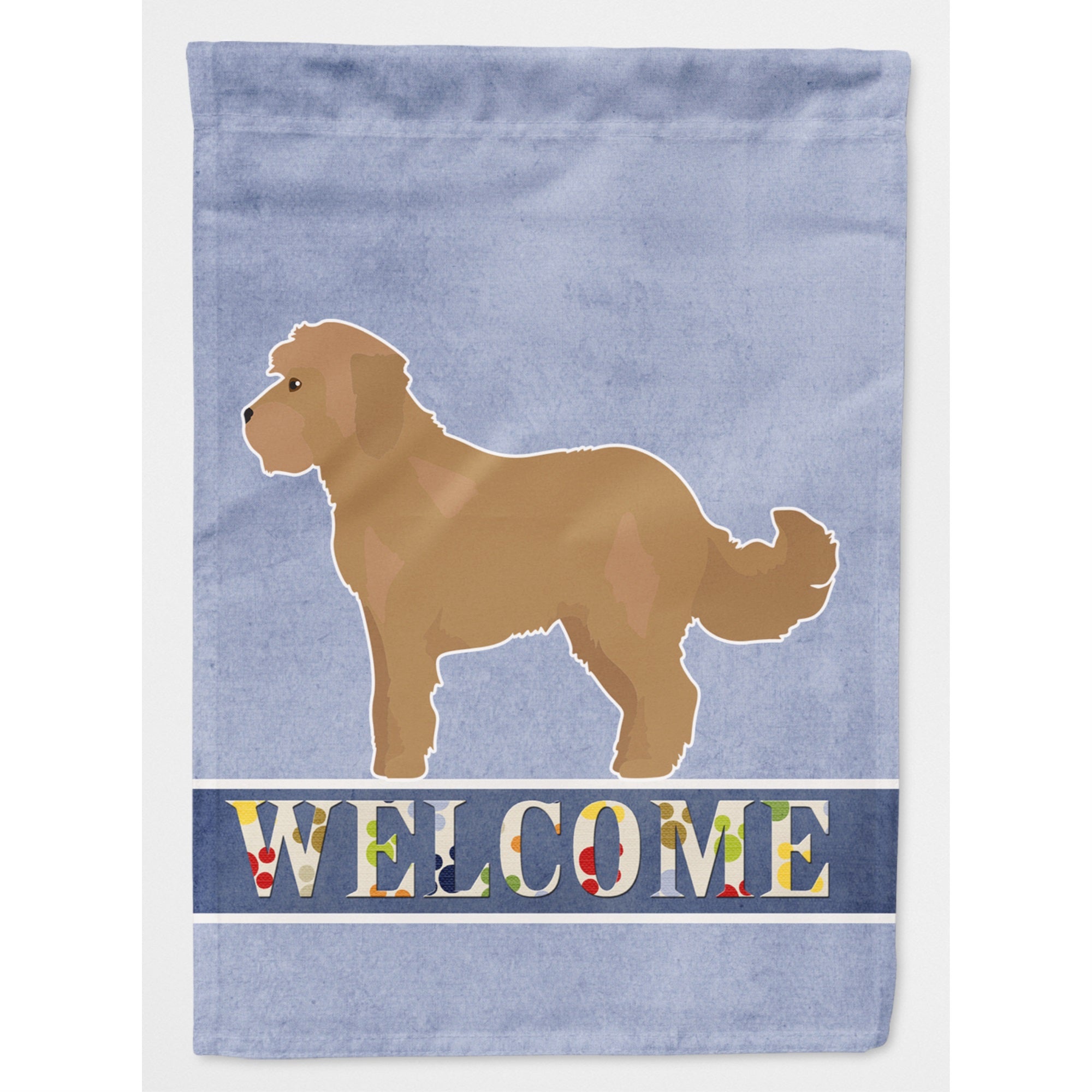 Tan Cockapoo Welcome Flag Canvas House Size