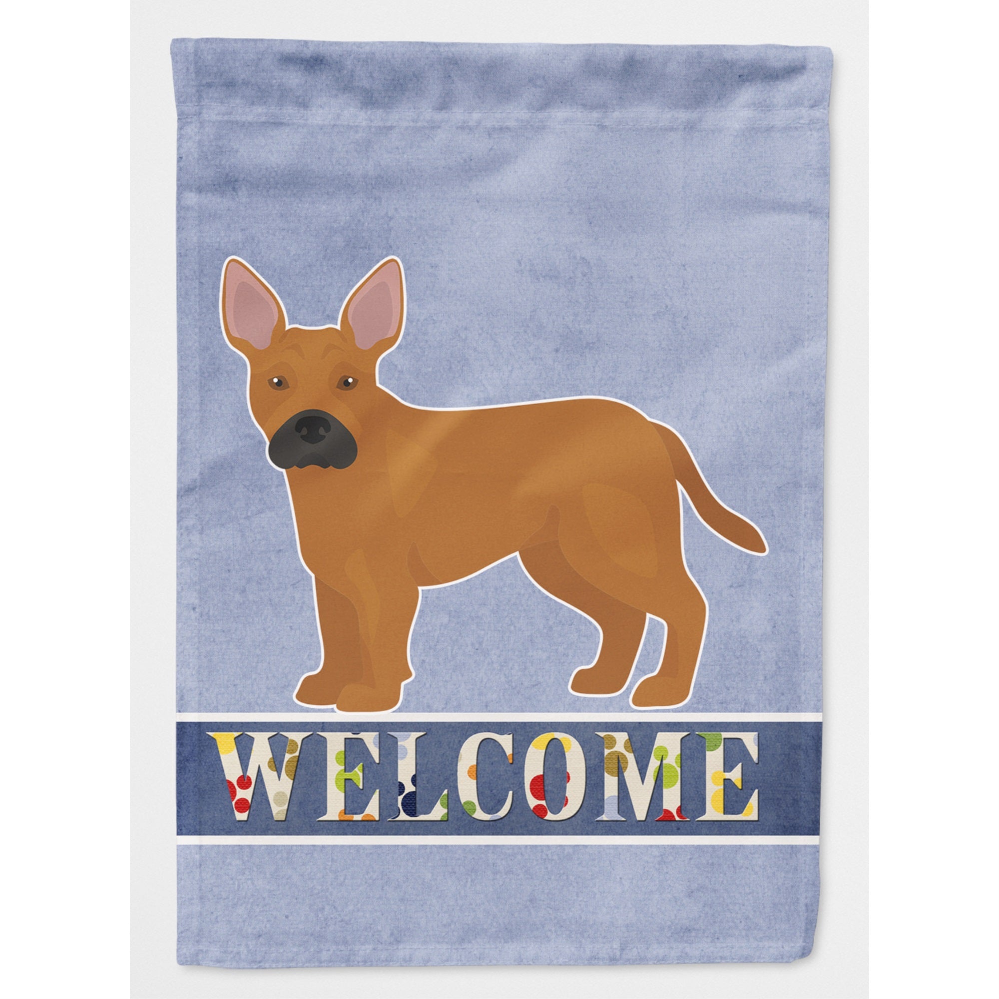Tan French Bulldog Pit Bull Mix Welcome Flag Canvas House Size