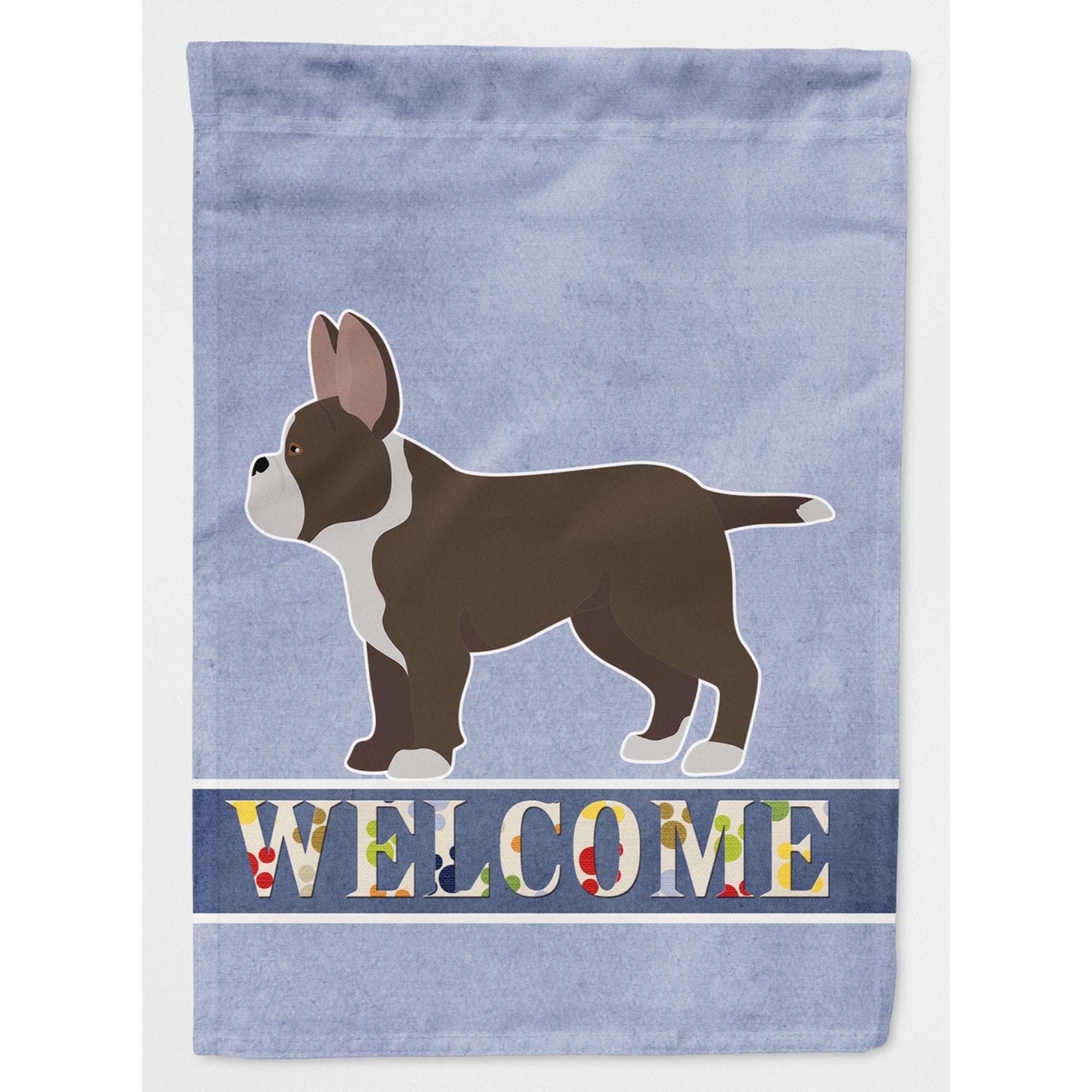Black French Bulldog Pit Bull Mix Welcome Flag Canvas House Size