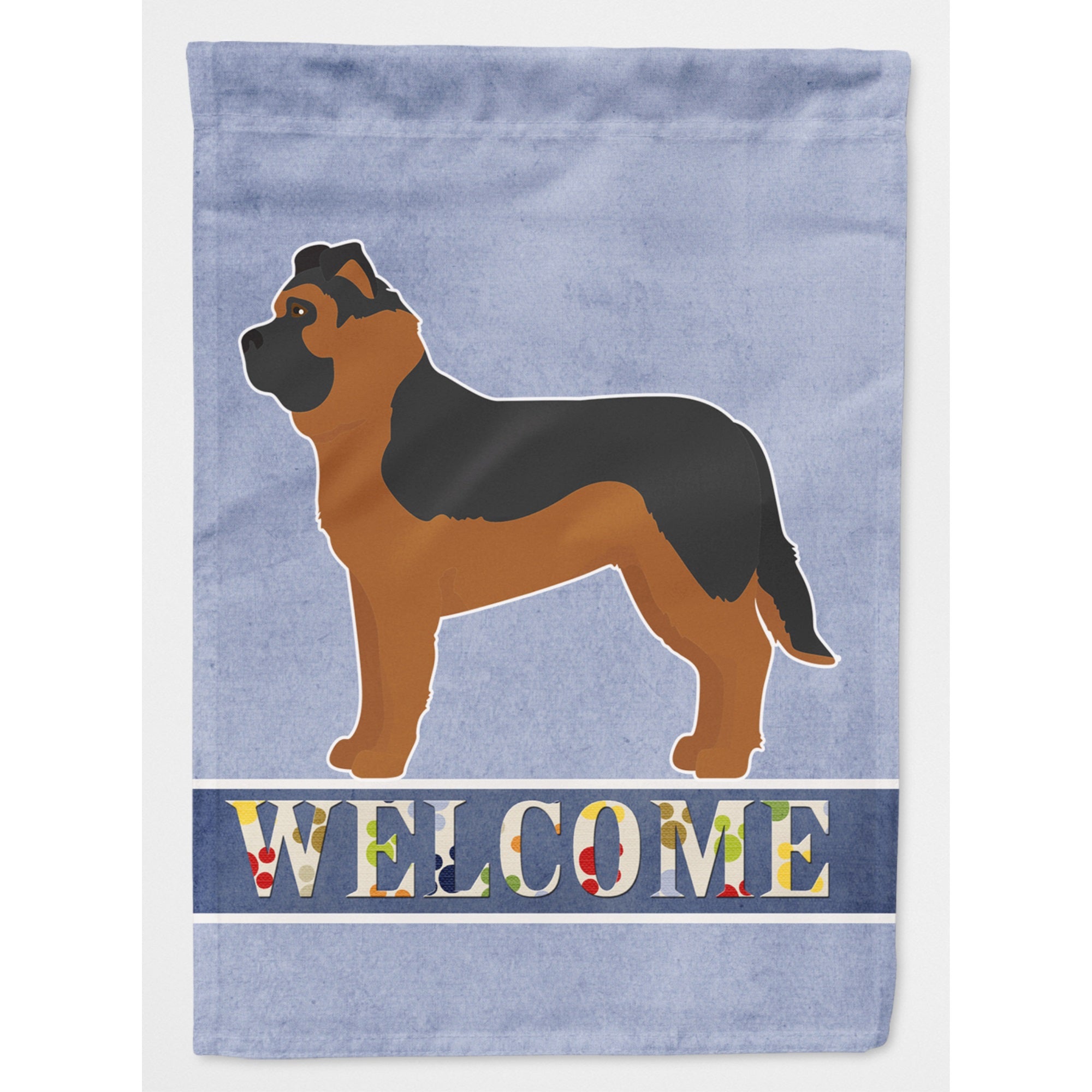 Black German Shepherd Mastiff Mix Welcome Flag Canvas House Size