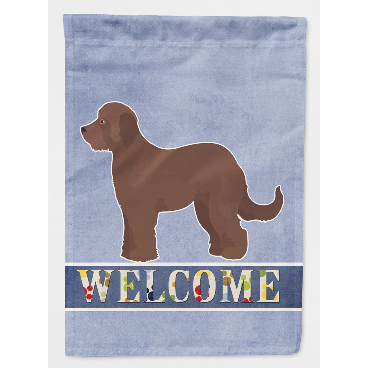Brown Goldendoodle Welcome Flag Canvas House Size