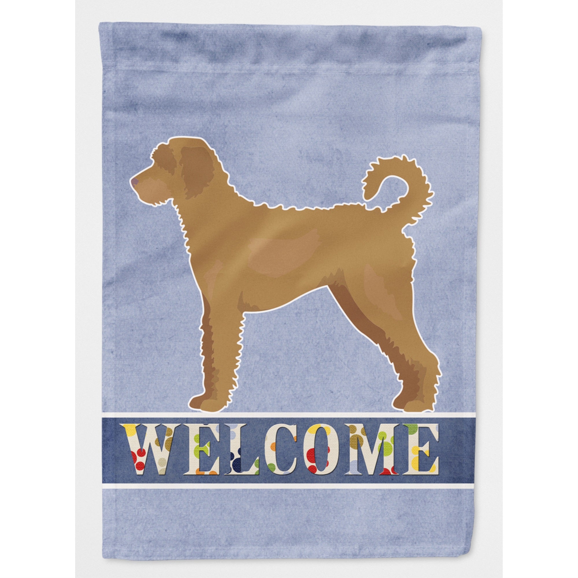 Tan Labradoodle Welcome Flag Canvas House Size