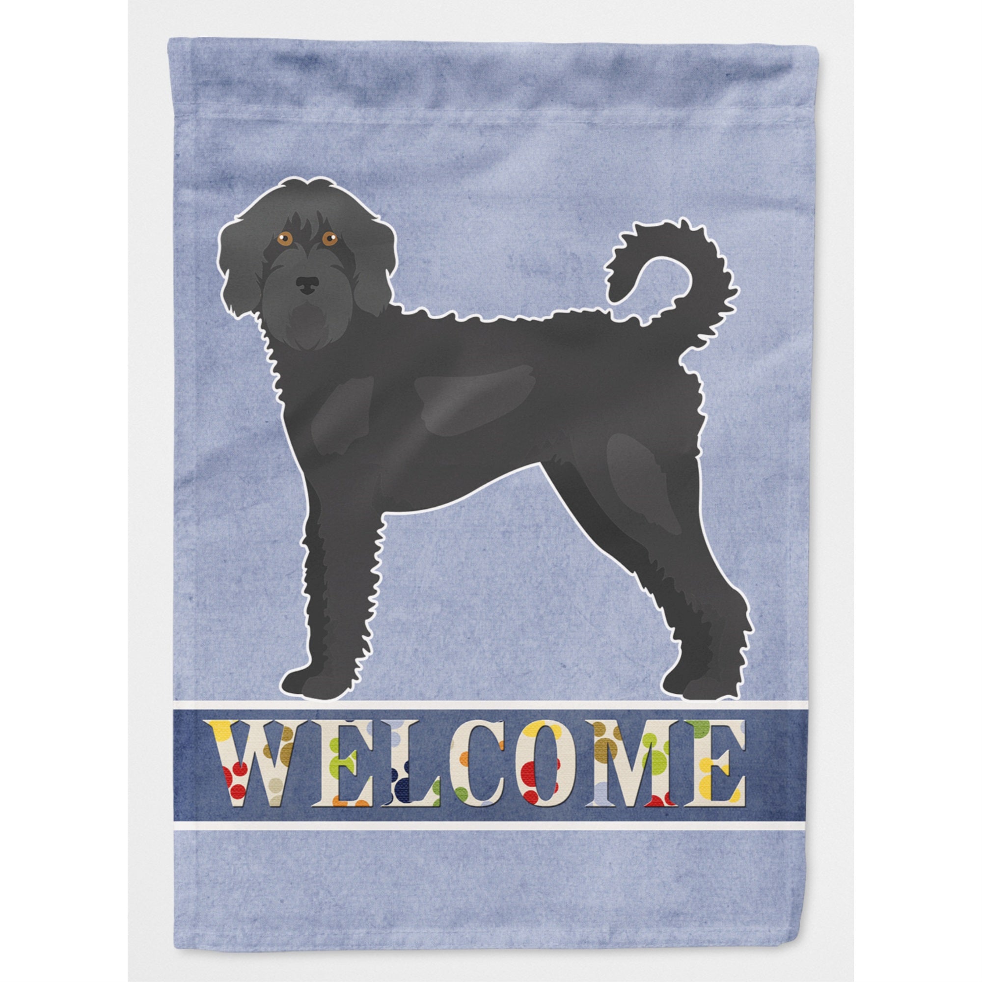 Black Labradoodle Welcome Flag Canvas House Size