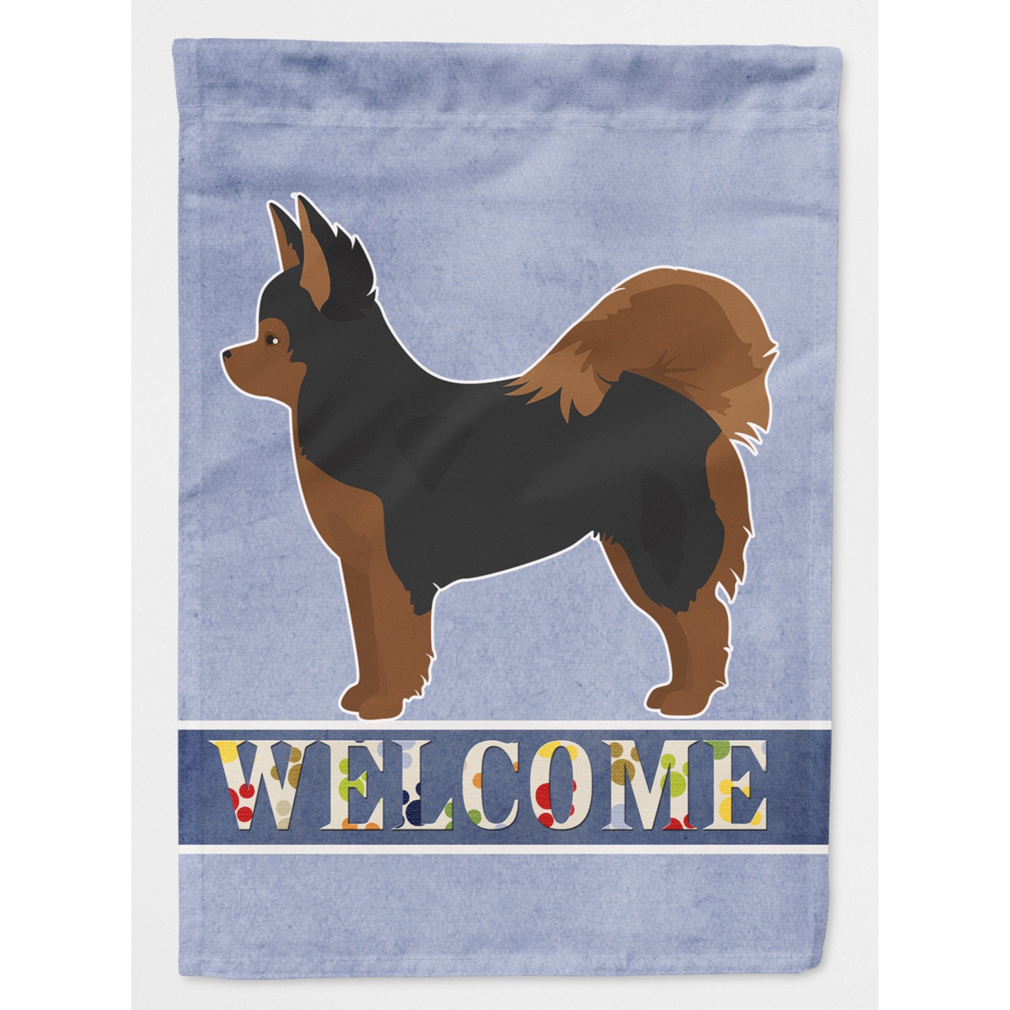 Black And Tan Pomchi Welcome Flag Canvas House Size